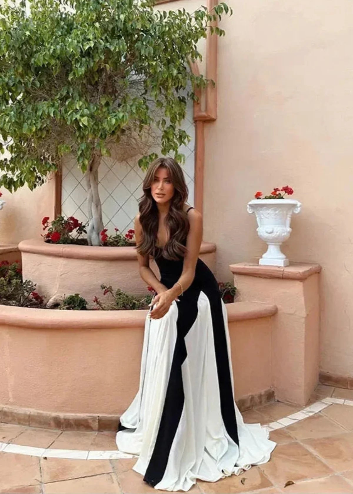 Color Block Spaghetti Strap Maxi Dress