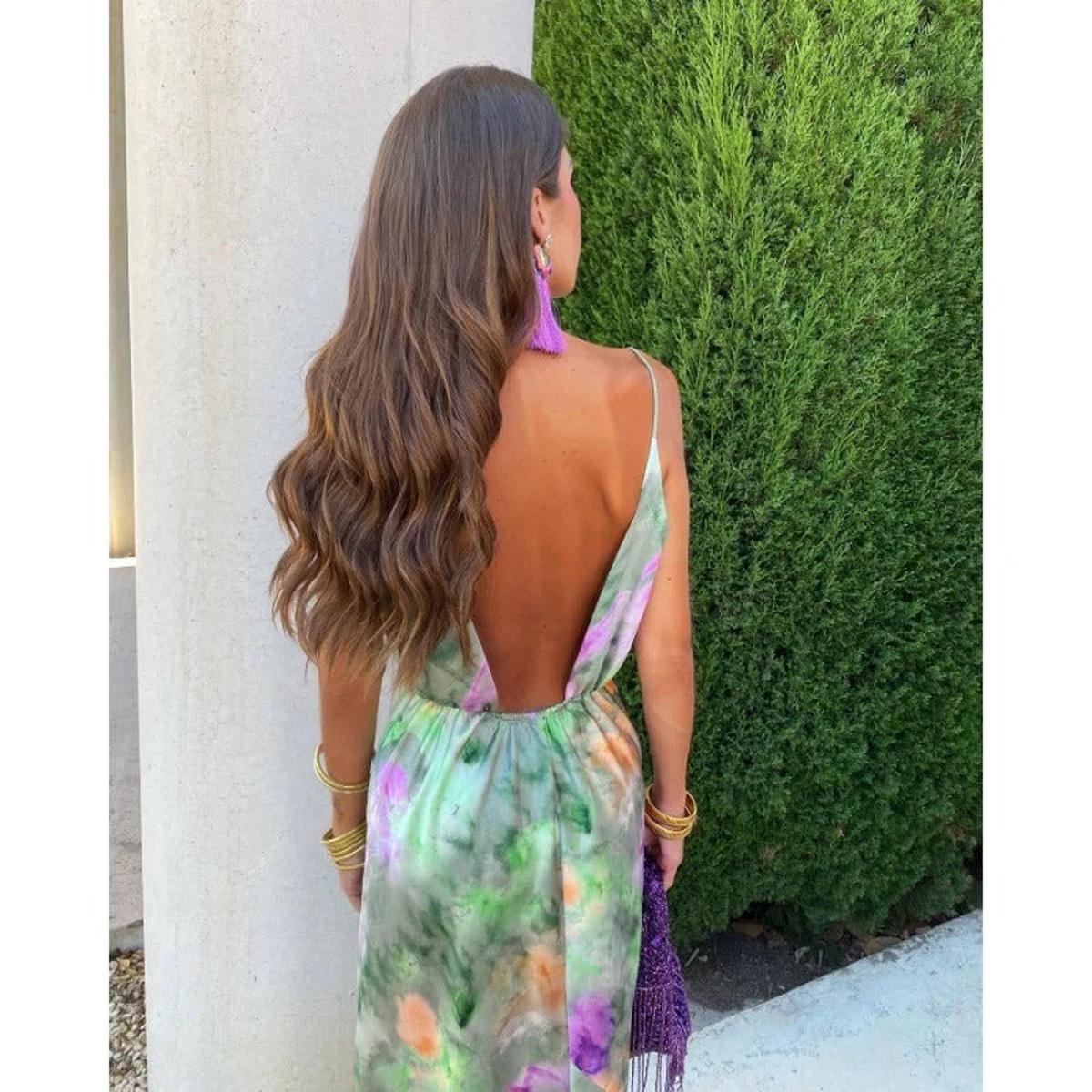 Colorful Maxi Dress With Detachable Scarf