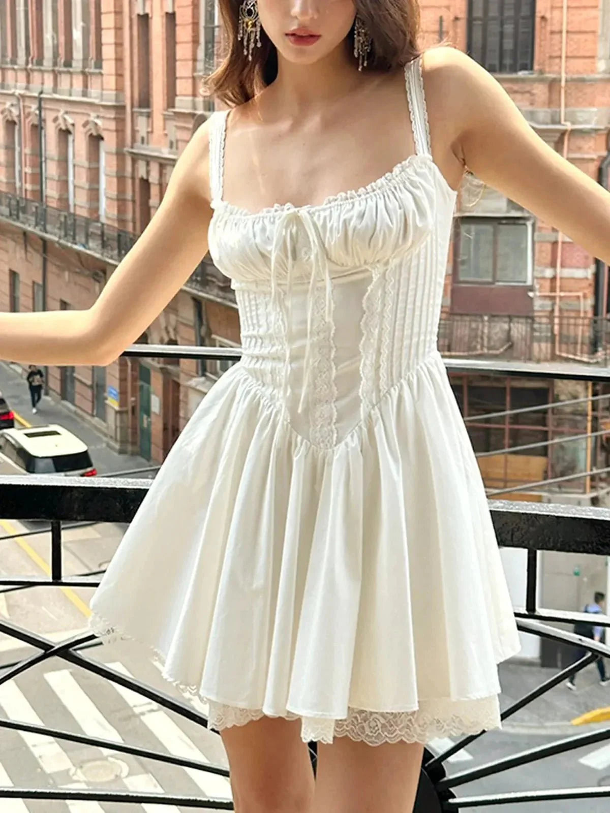 Cowgirl Lace Trim Corset Mini Dress