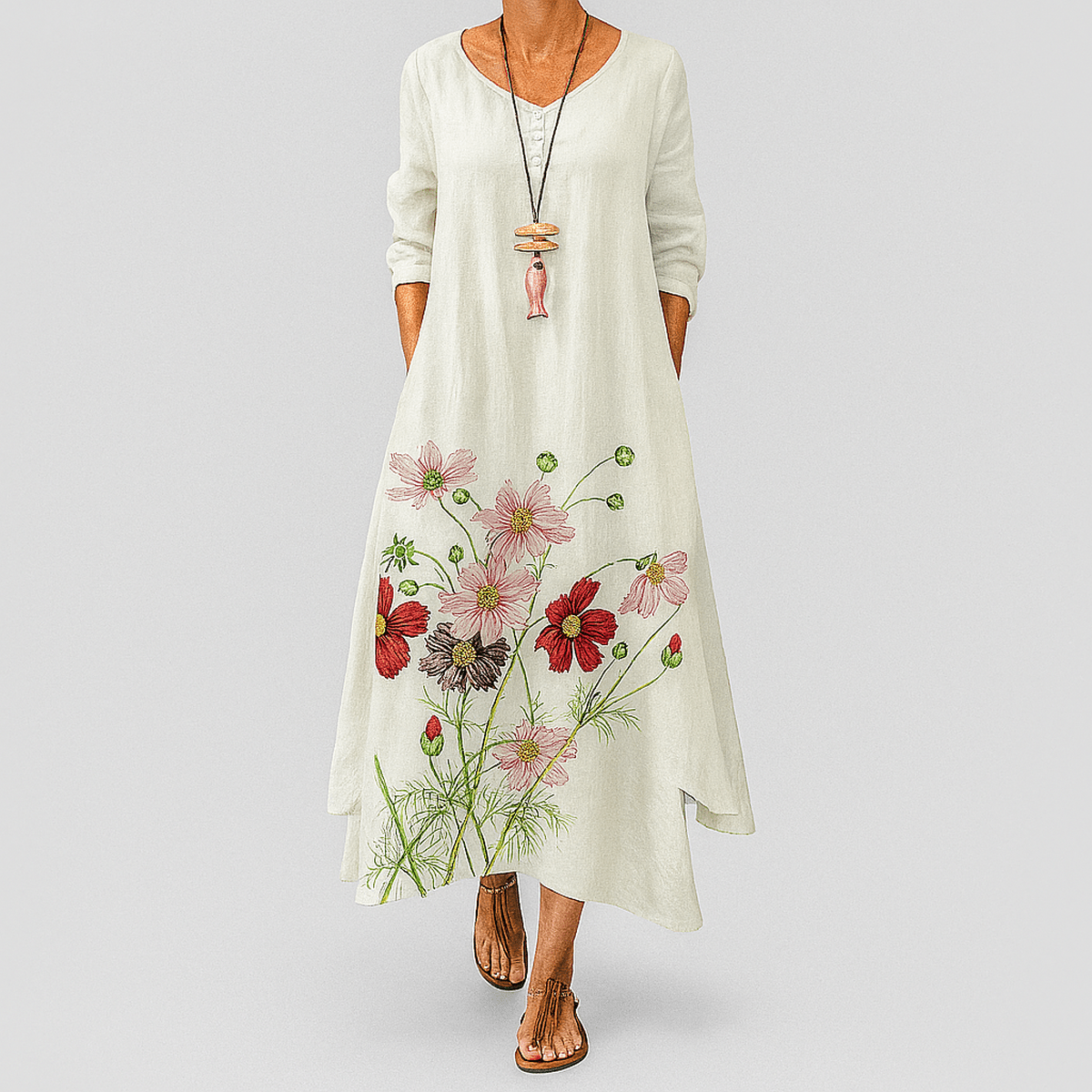 Eco-Friendly A-Line Dress With Defined Waist