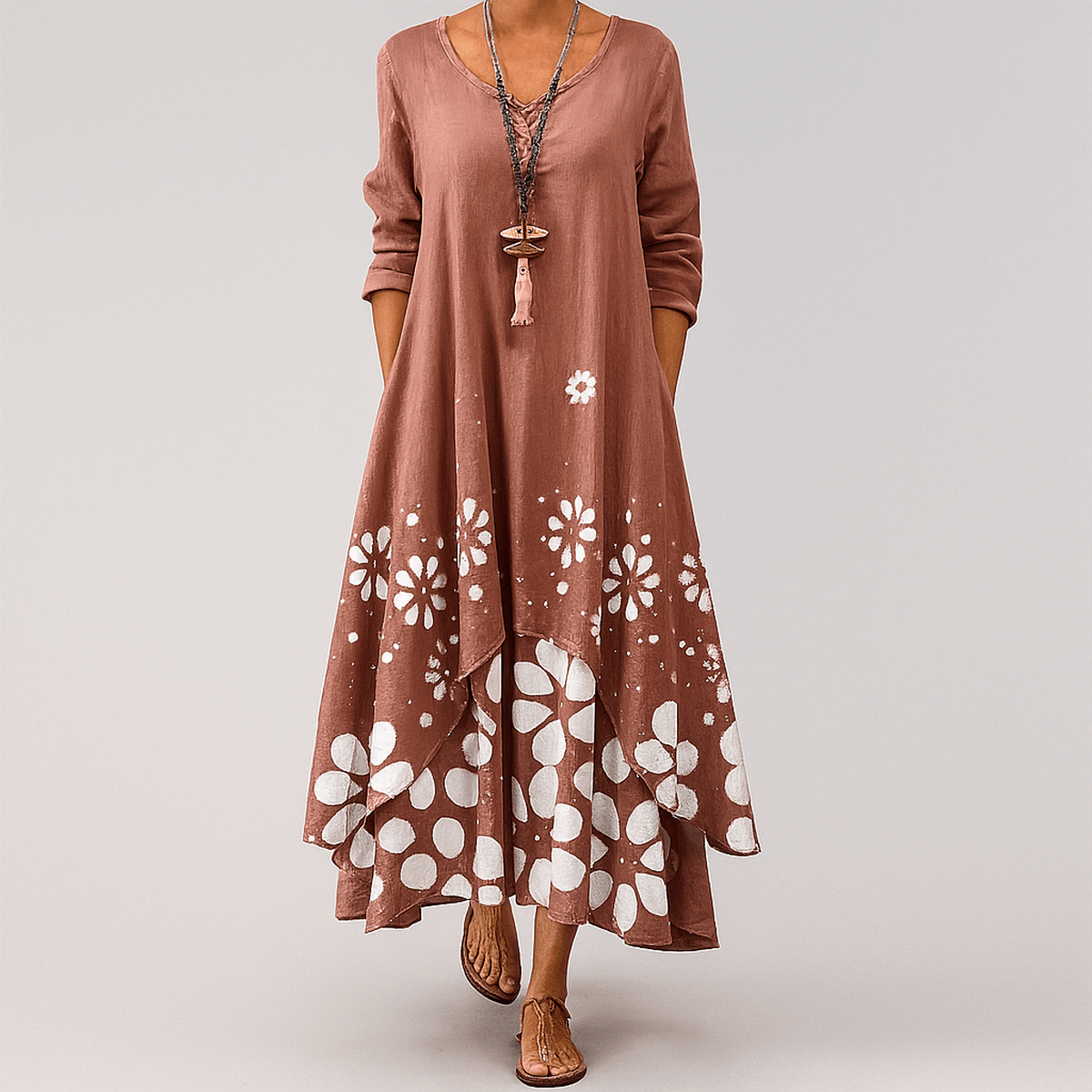 Eco-Friendly A-Line Dress With Defined Waist