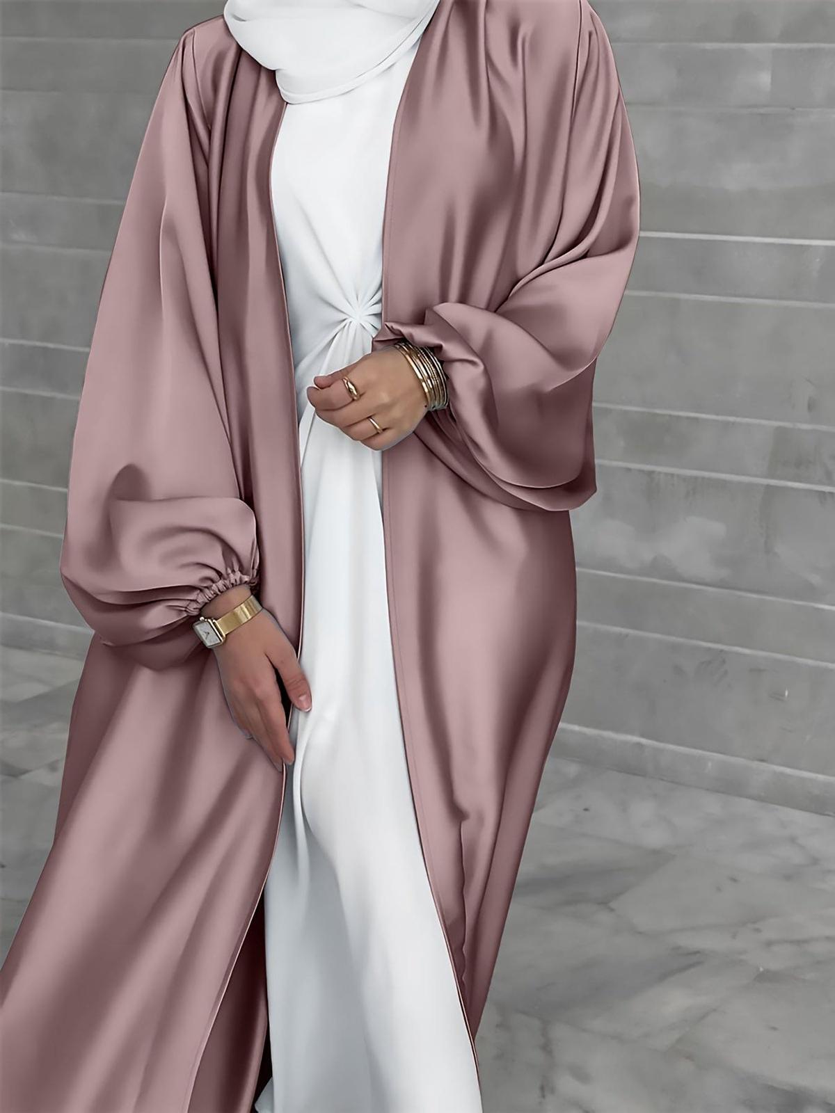 Elegant Abaya Maxi Dress With Lantern Sleeves And Flattering Belt