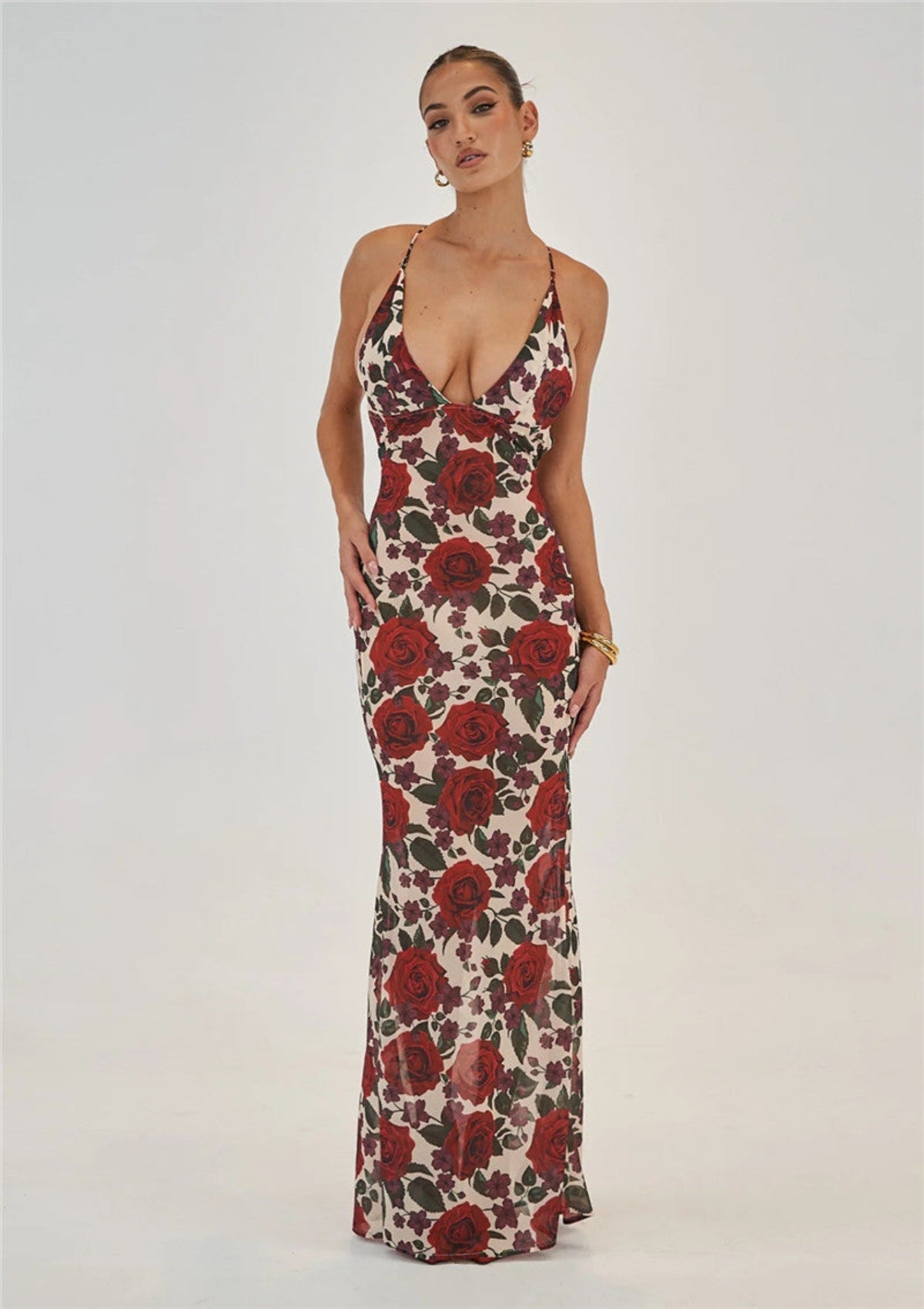 Floral Backless Maxi Dress