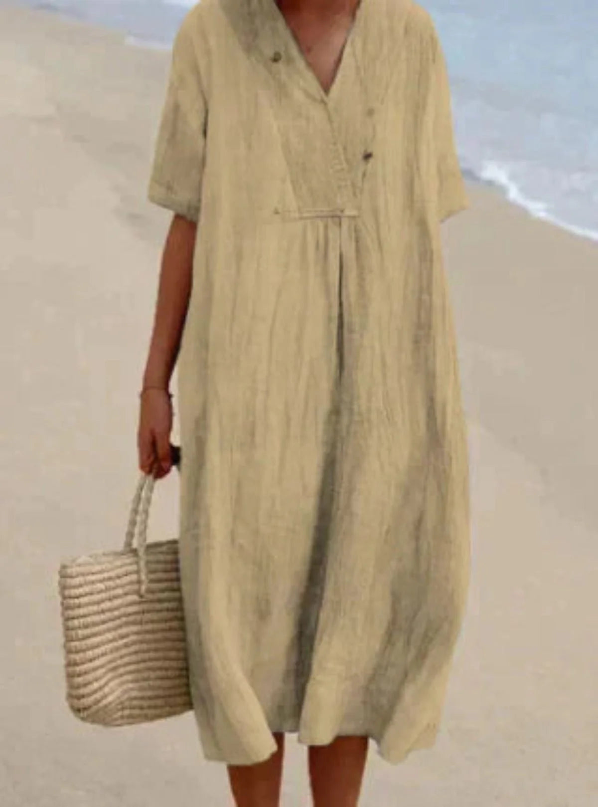 Linen Blend Breathable Long Dress