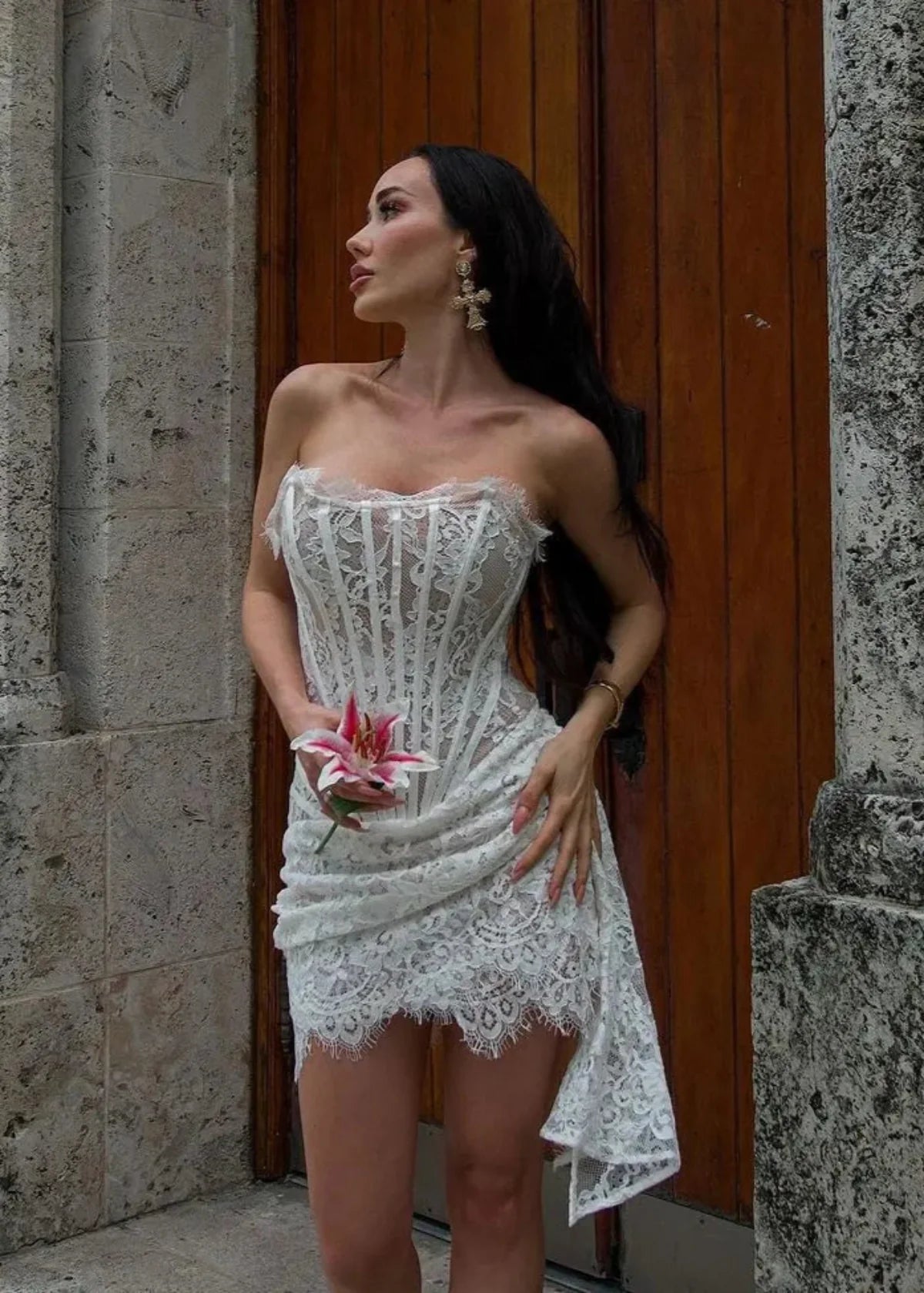 Long Sleeve Mini Corset-look Dress