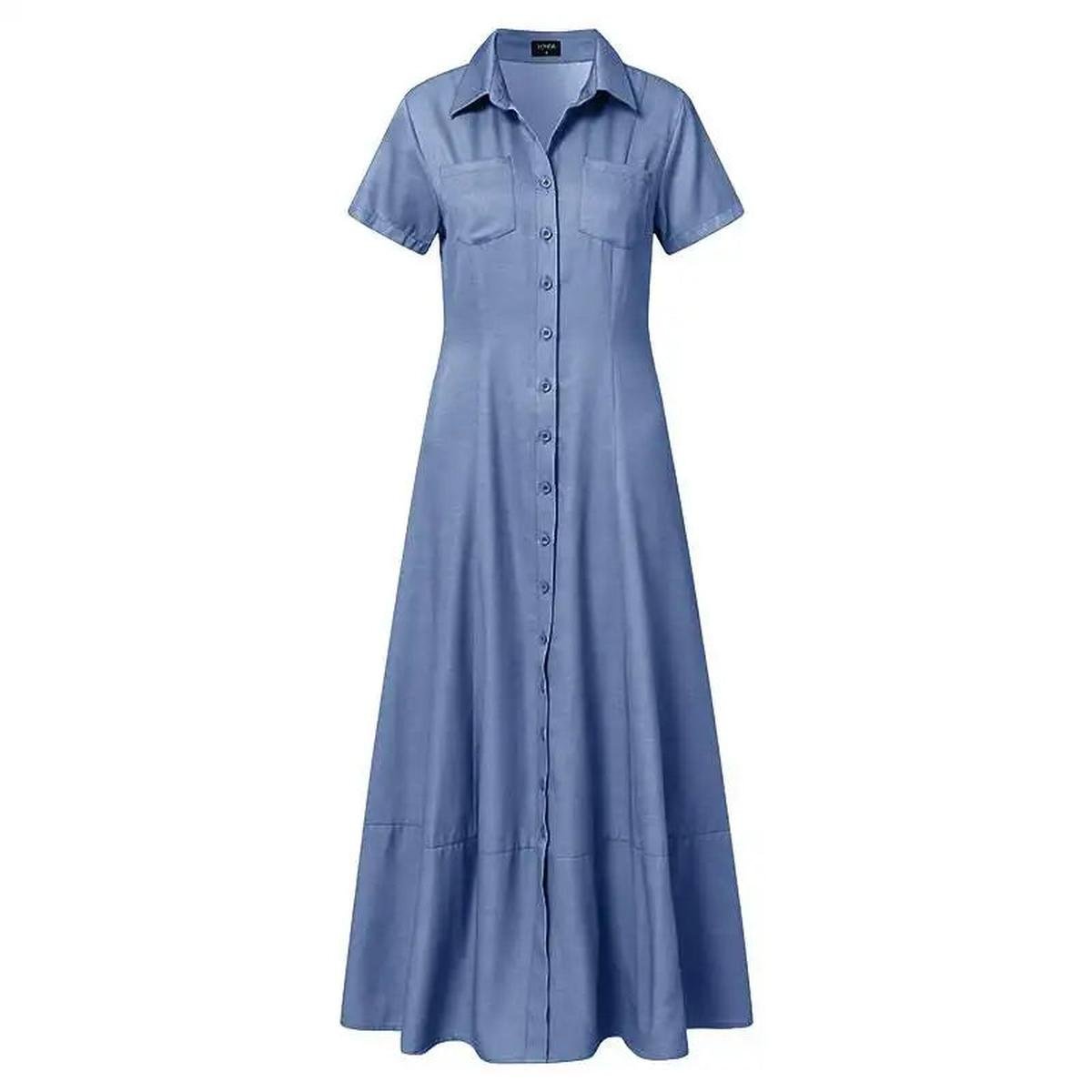 Plus Size Maxi Denim Dress With Pockets