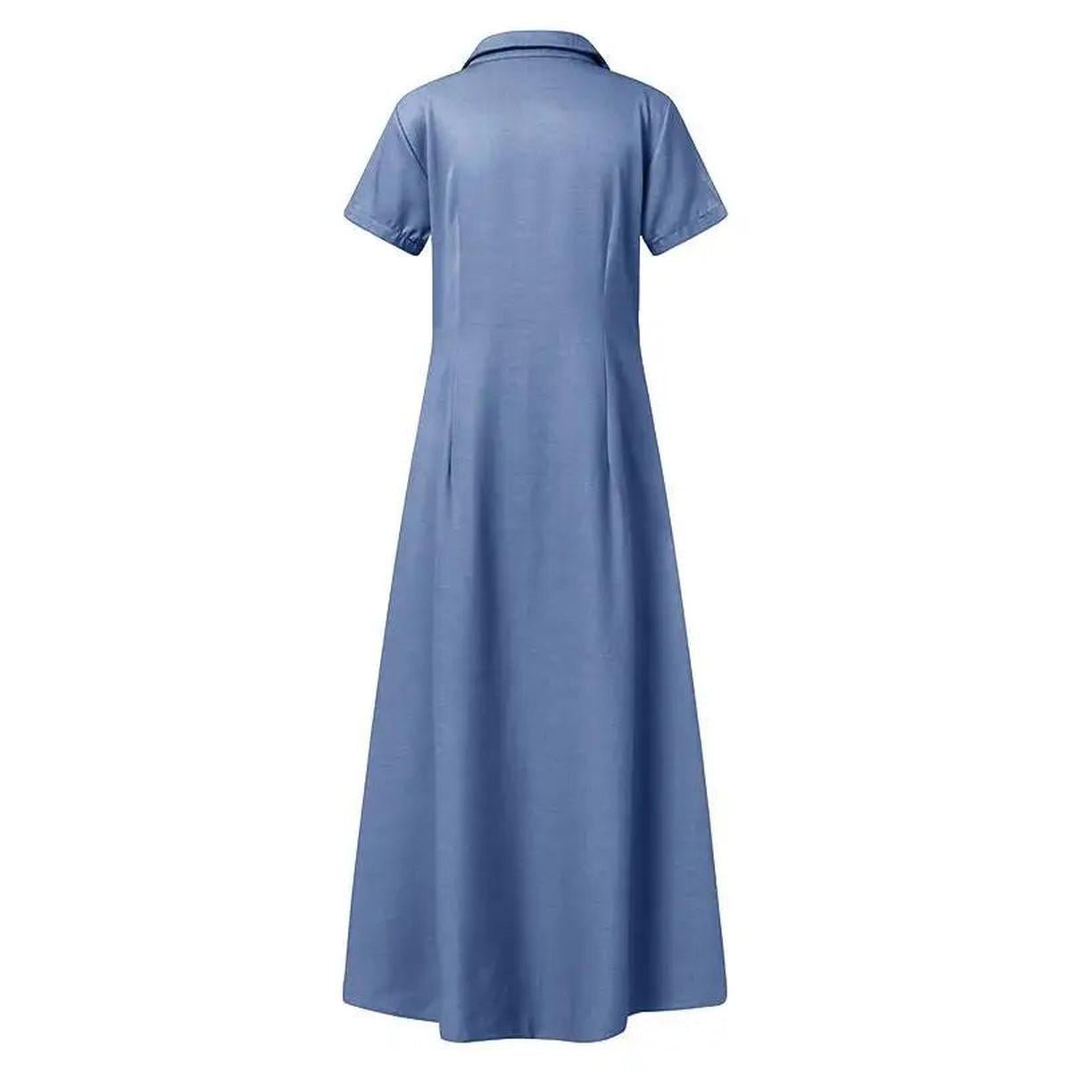 Plus Size Maxi Denim Dress With Pockets