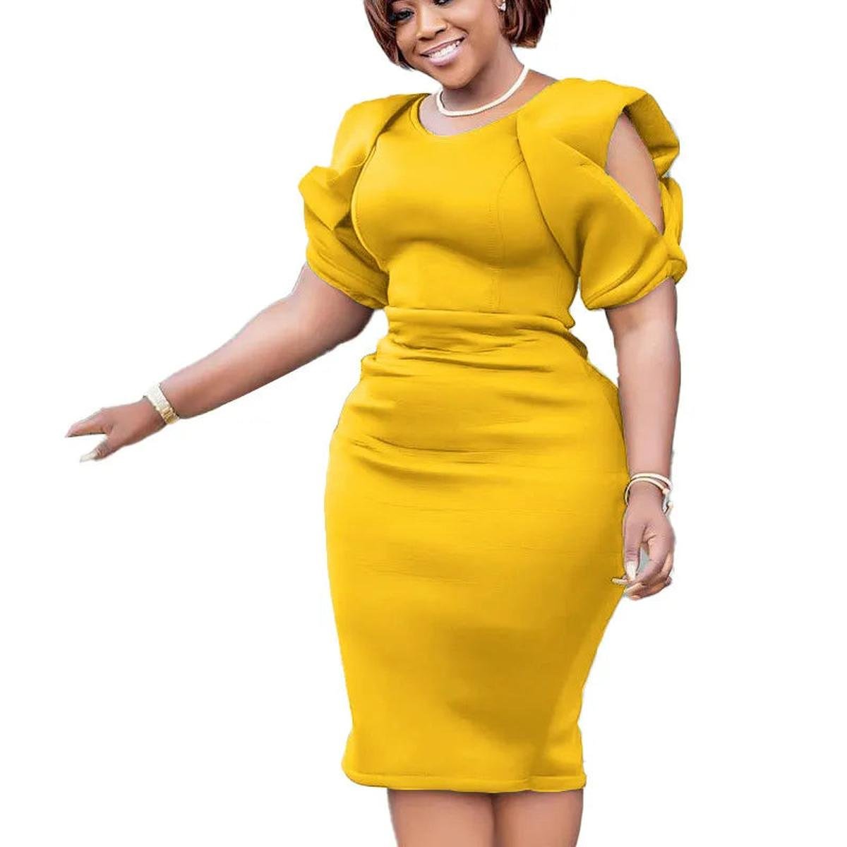 Plus Size Short Puff Sleeve Dress