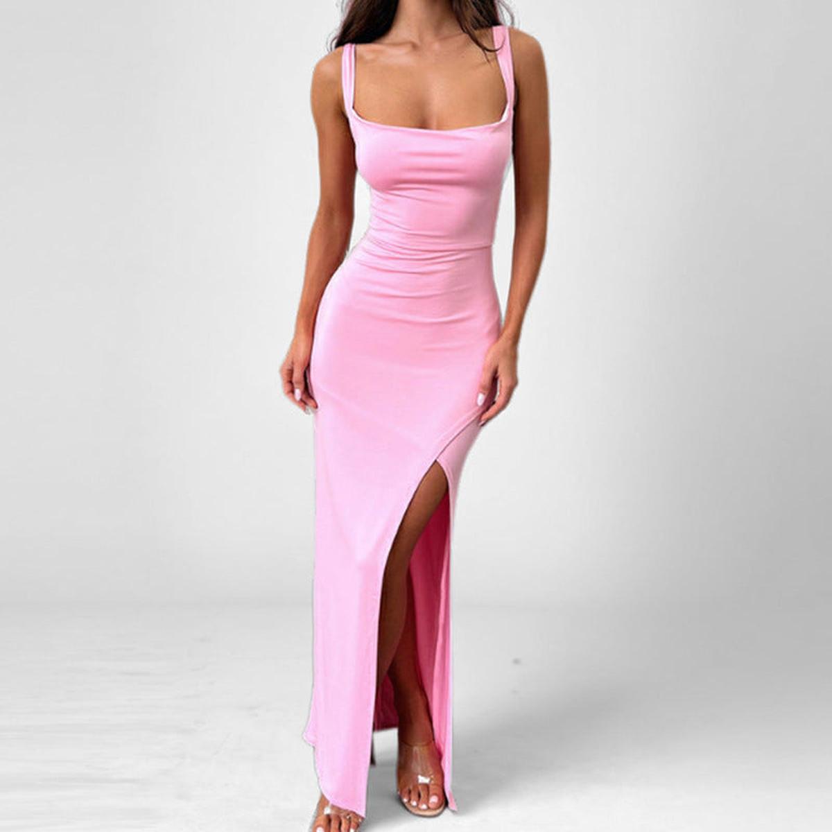 Satin Slim Fit Spaghetti Strap Maxi Dress