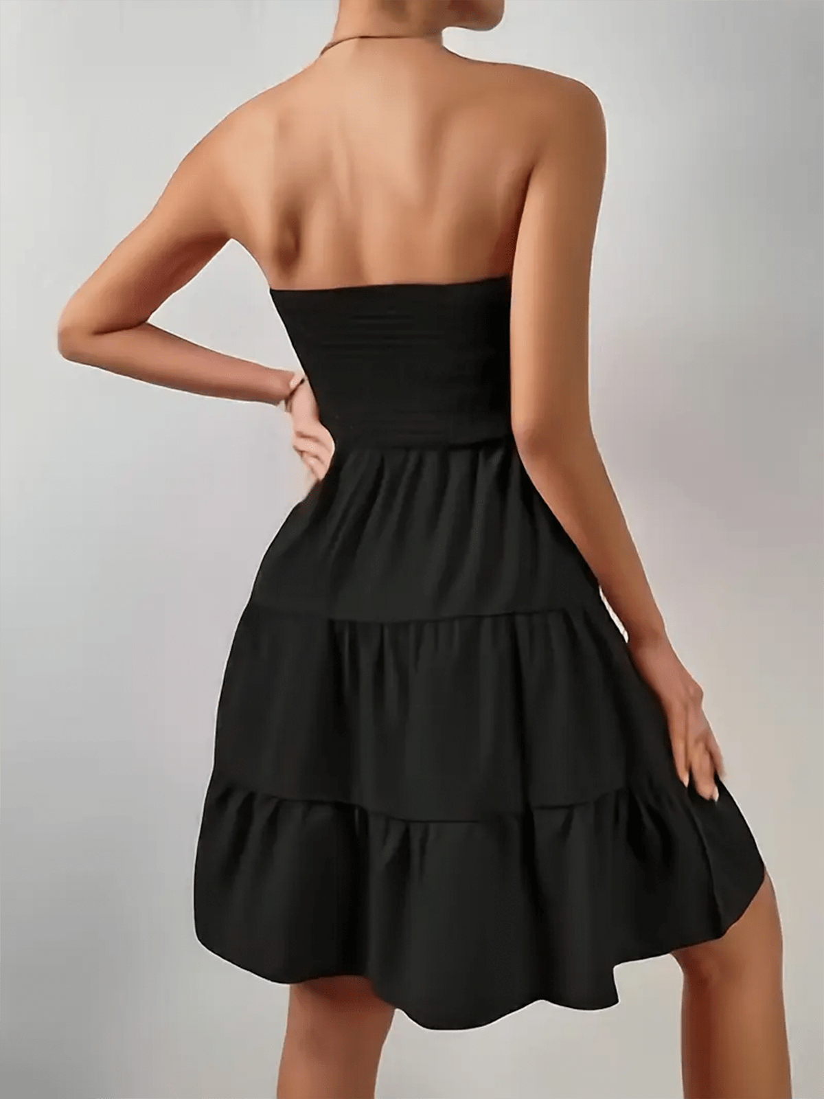 Shirred Top Strapless Mini Dress