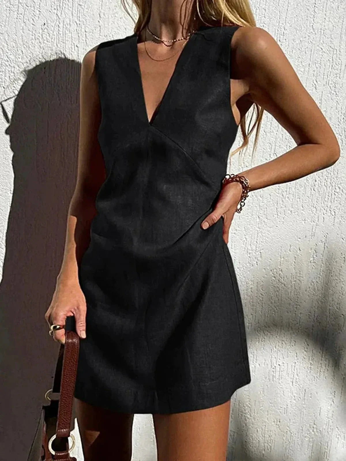 Sleeveless V-Neck Mini Dress