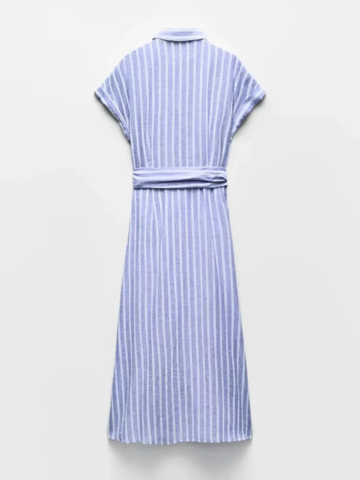 Striped Linen-Blend Maxi Dress with Belt