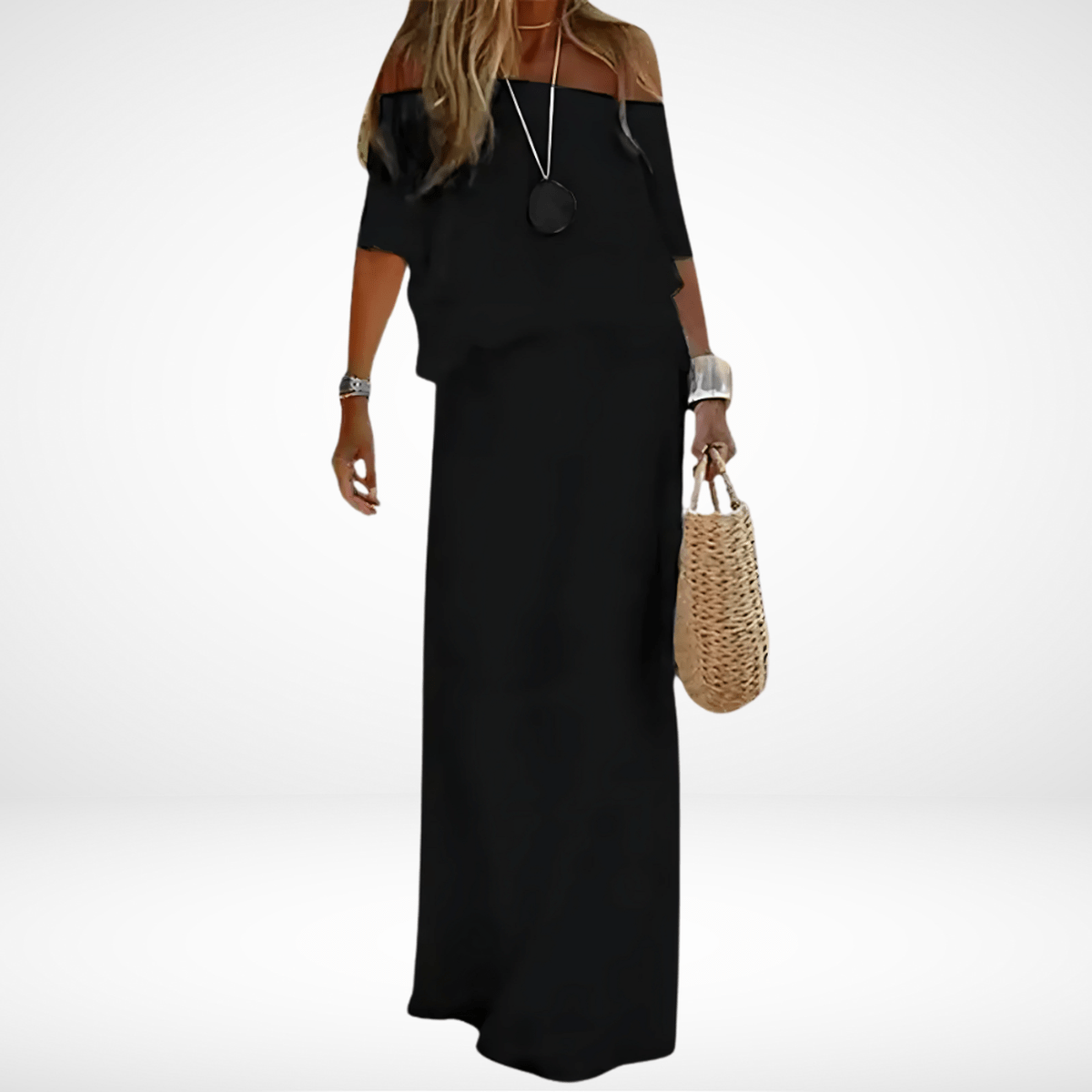 White Off-Shoulder Chiffon Maxi Beach Dress