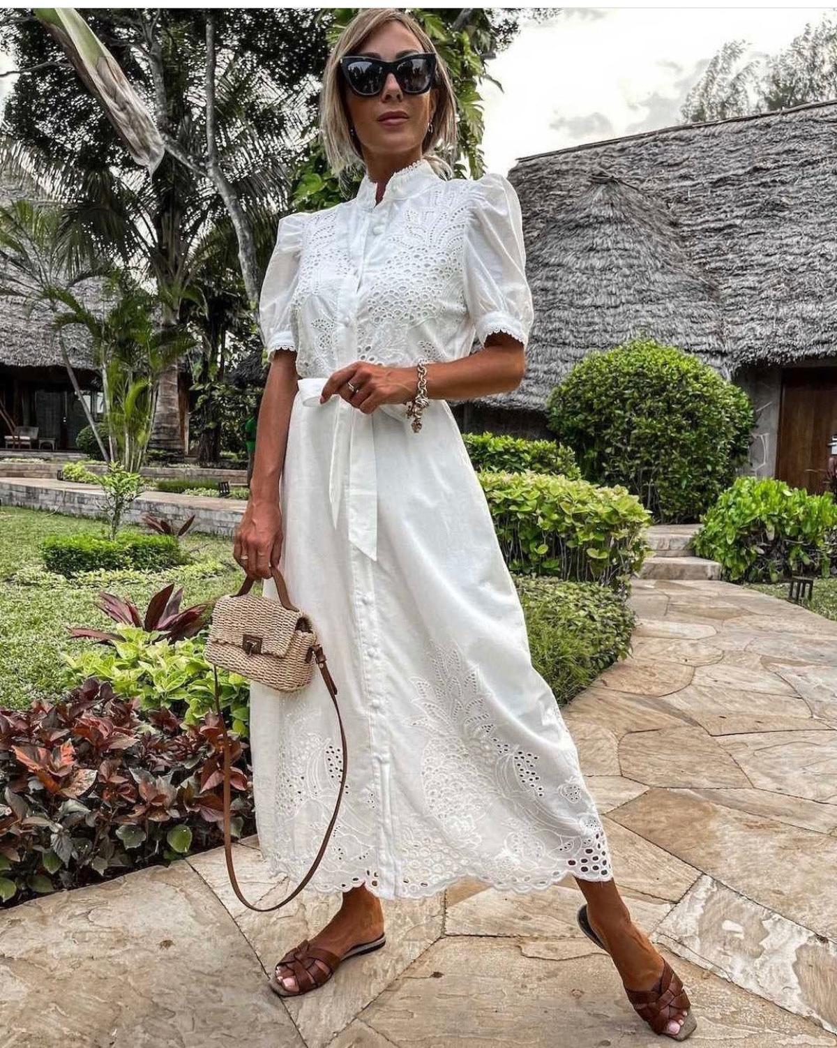 Women's A-Line Embroidered Blue Dress