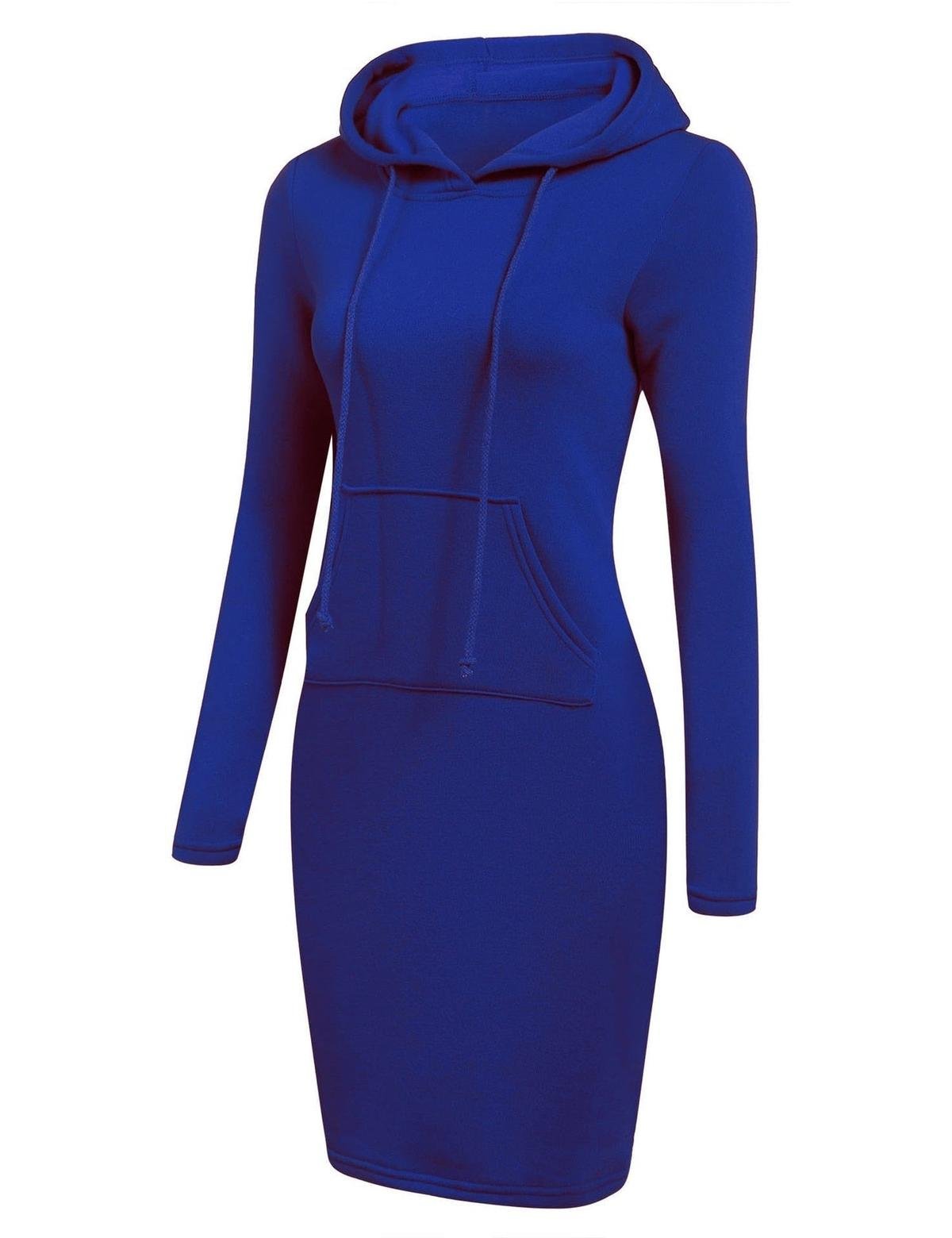 Women's Hooded Sweatshirt Dress With Pockets