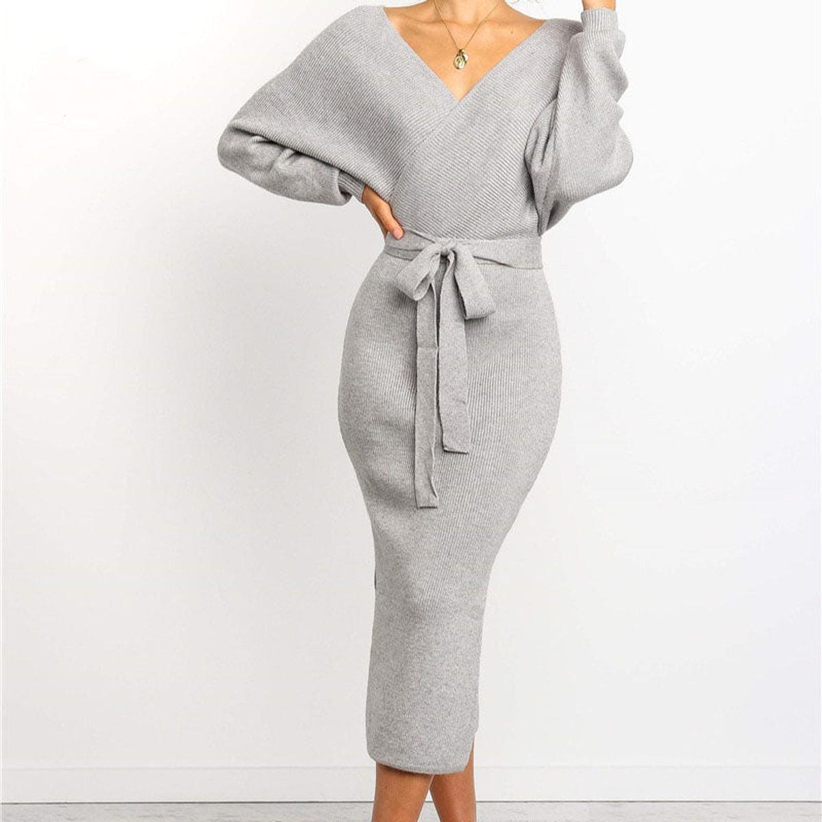 Women's Knit Dress Figure-Hugging Elegant Design