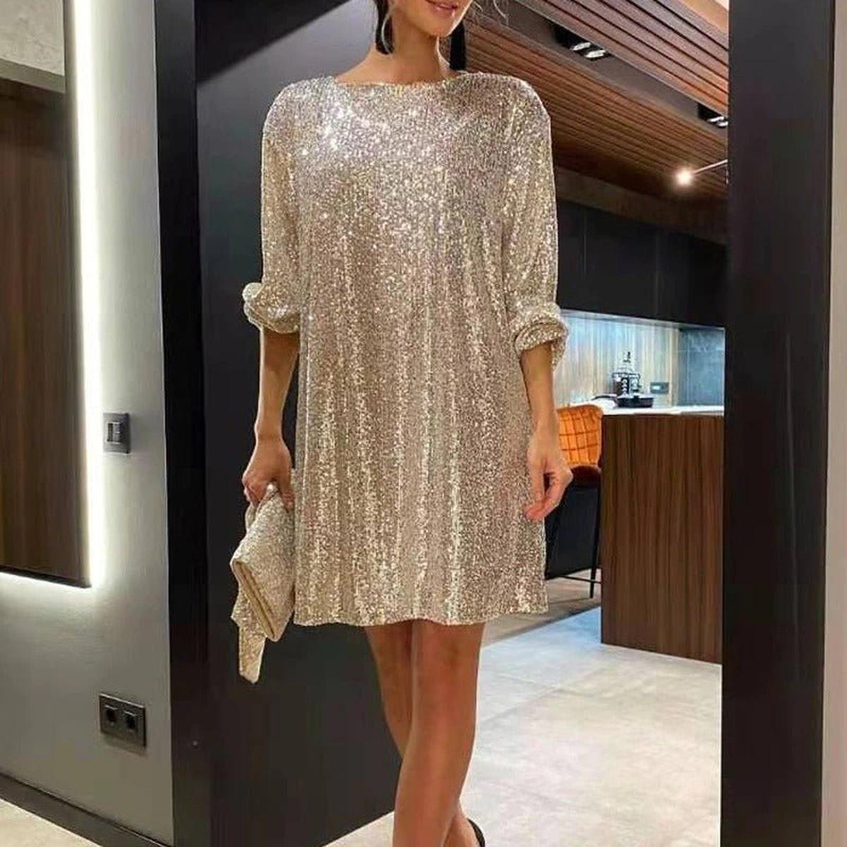 Women's Loose Mini Party Dress With Sequins