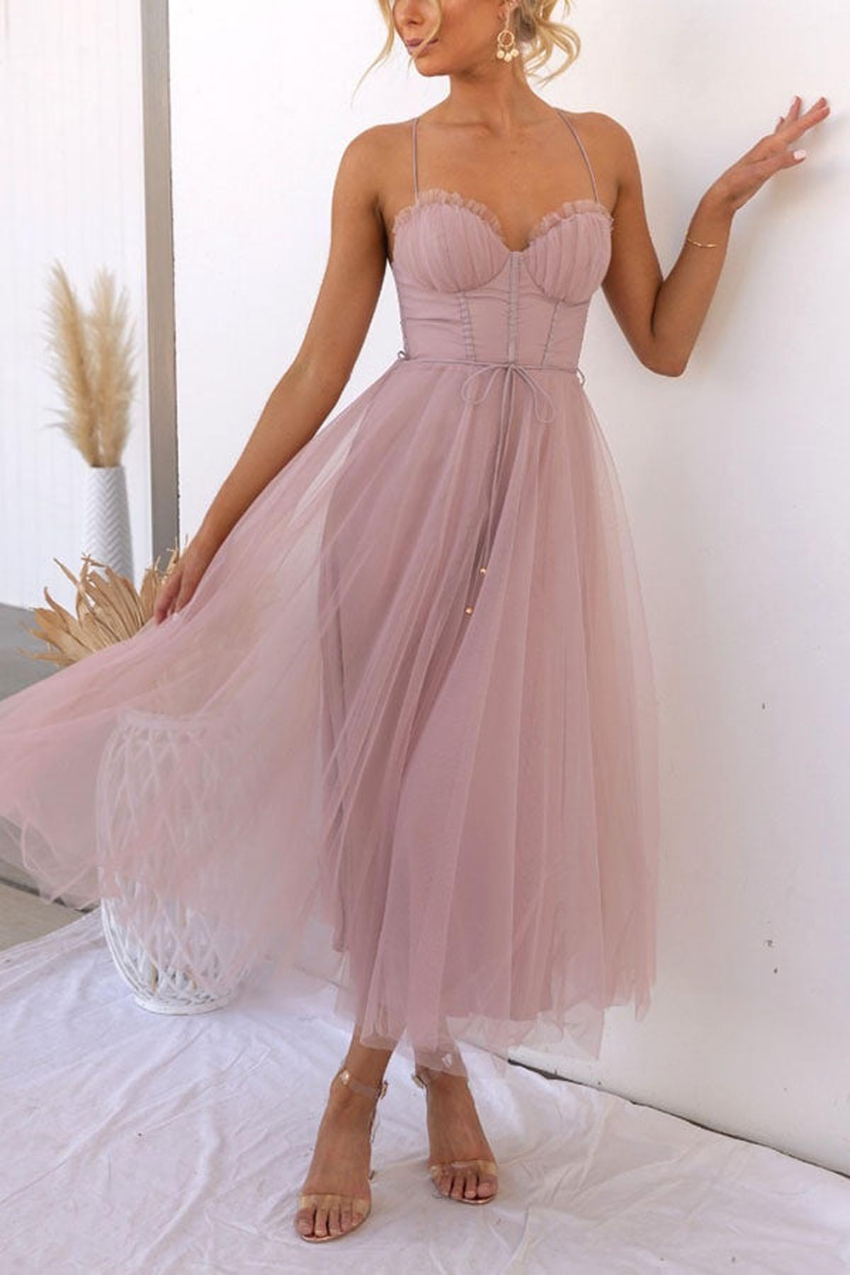 Women's Sleeveless Chiffon Maxi Dress With Tulle Overlay