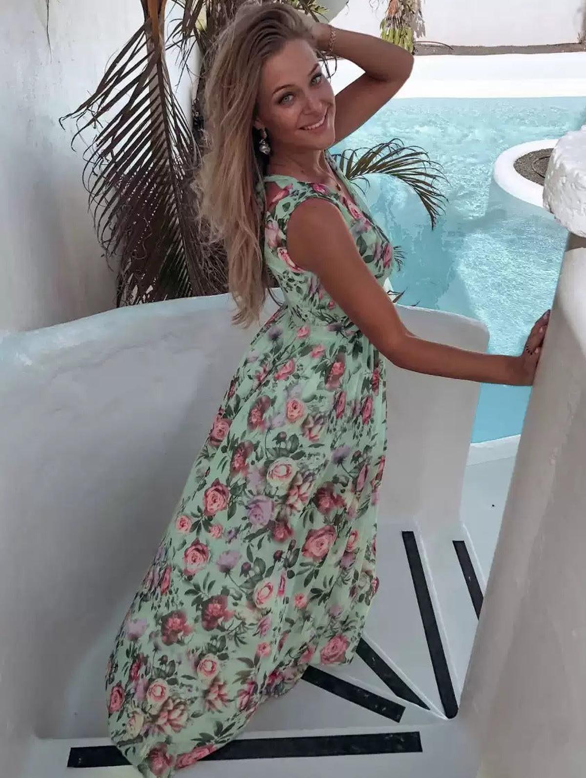 Women's Sleeveless Printed Maxi Dress