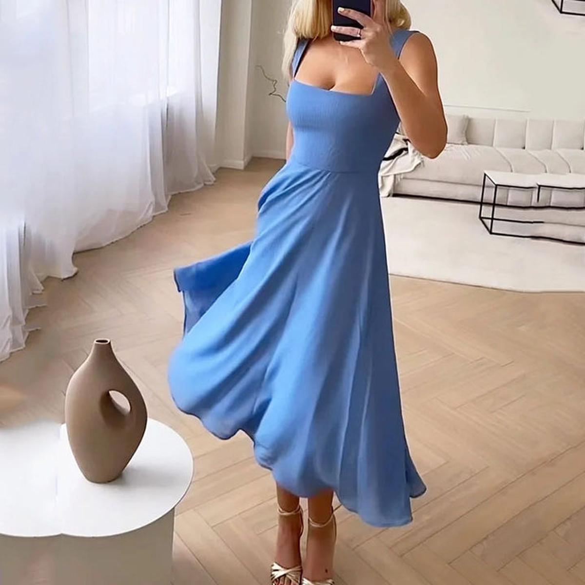Women's Sleeveless Solid Color Dress