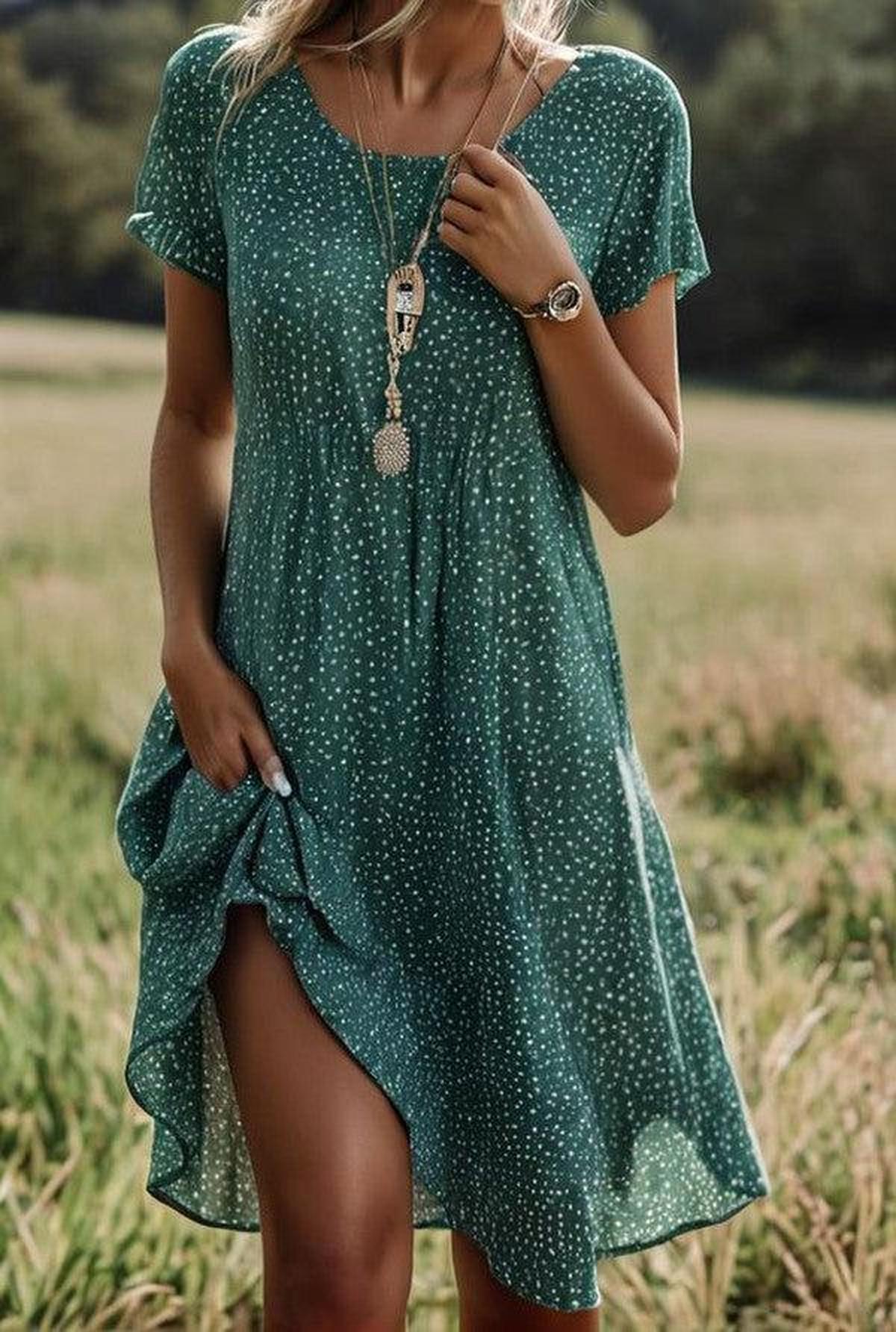 Women's V-Neck Summer Dress Casual Flowy Outfit