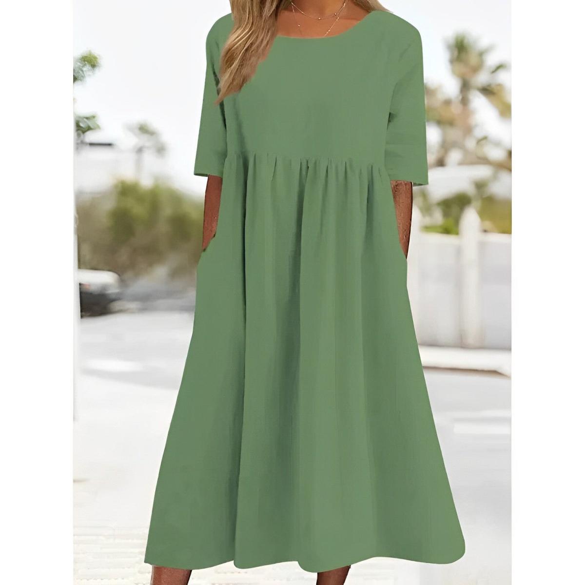 Women's Vintage Pleated Midi Dress