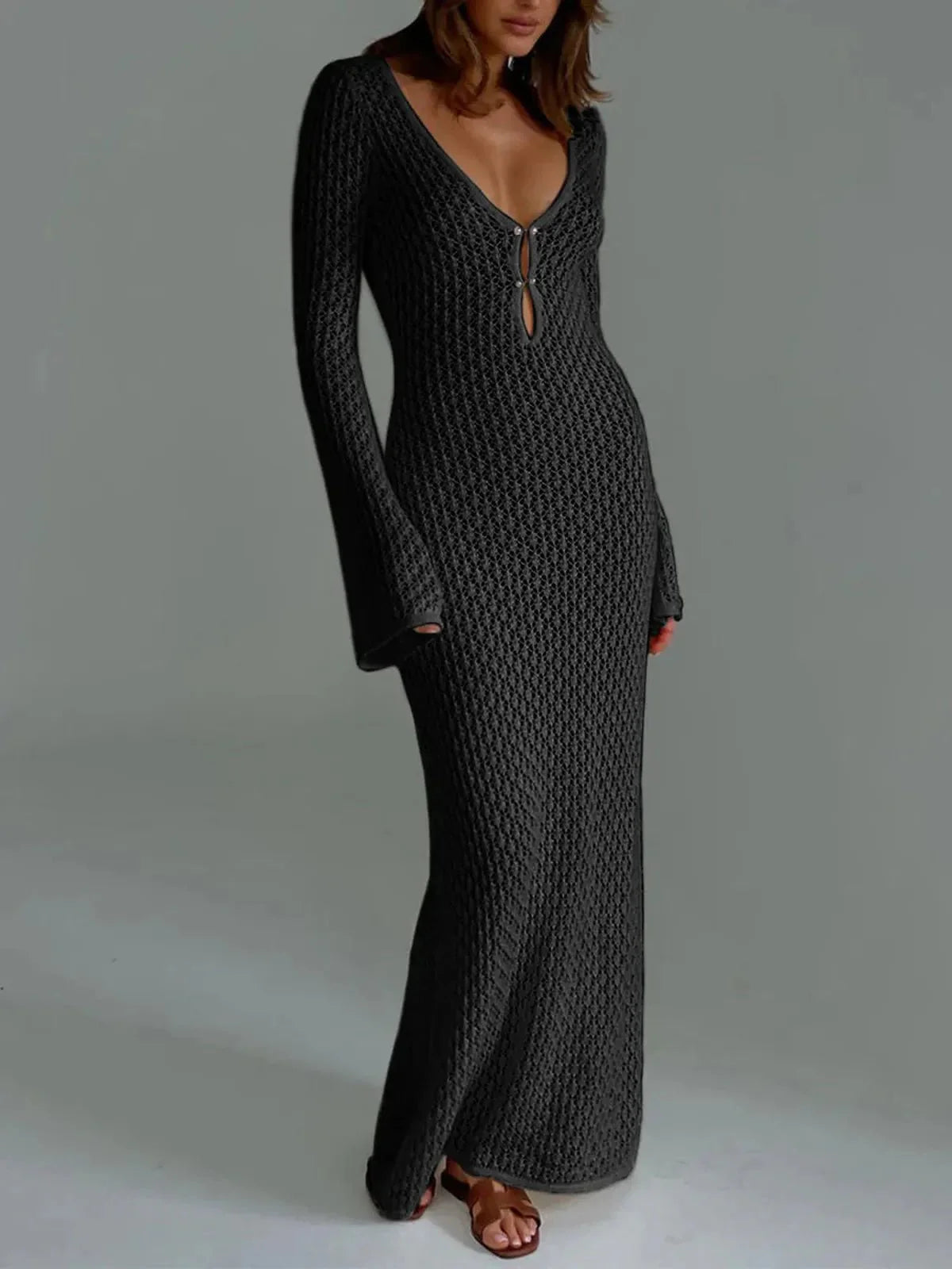 Backless Knit Maxi Dress