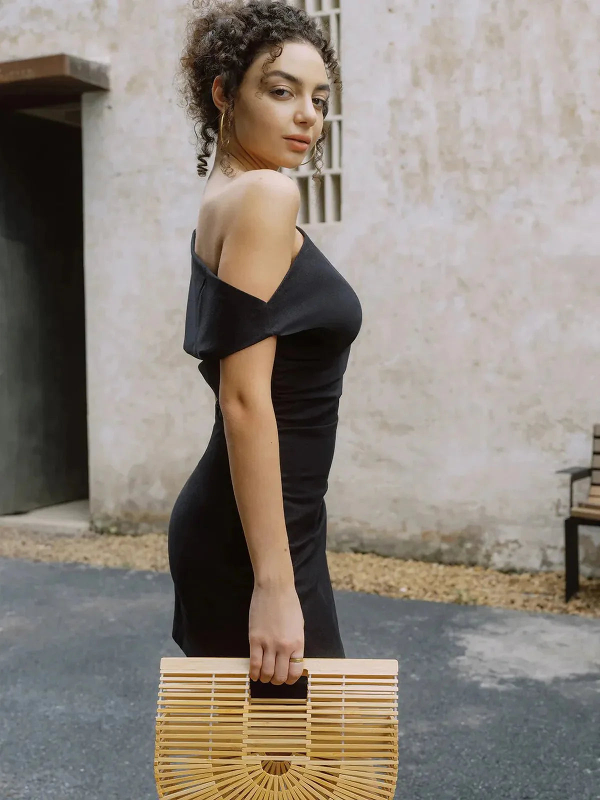 Cotton & Linen Asymmetrical One Shoulder Mini Dress