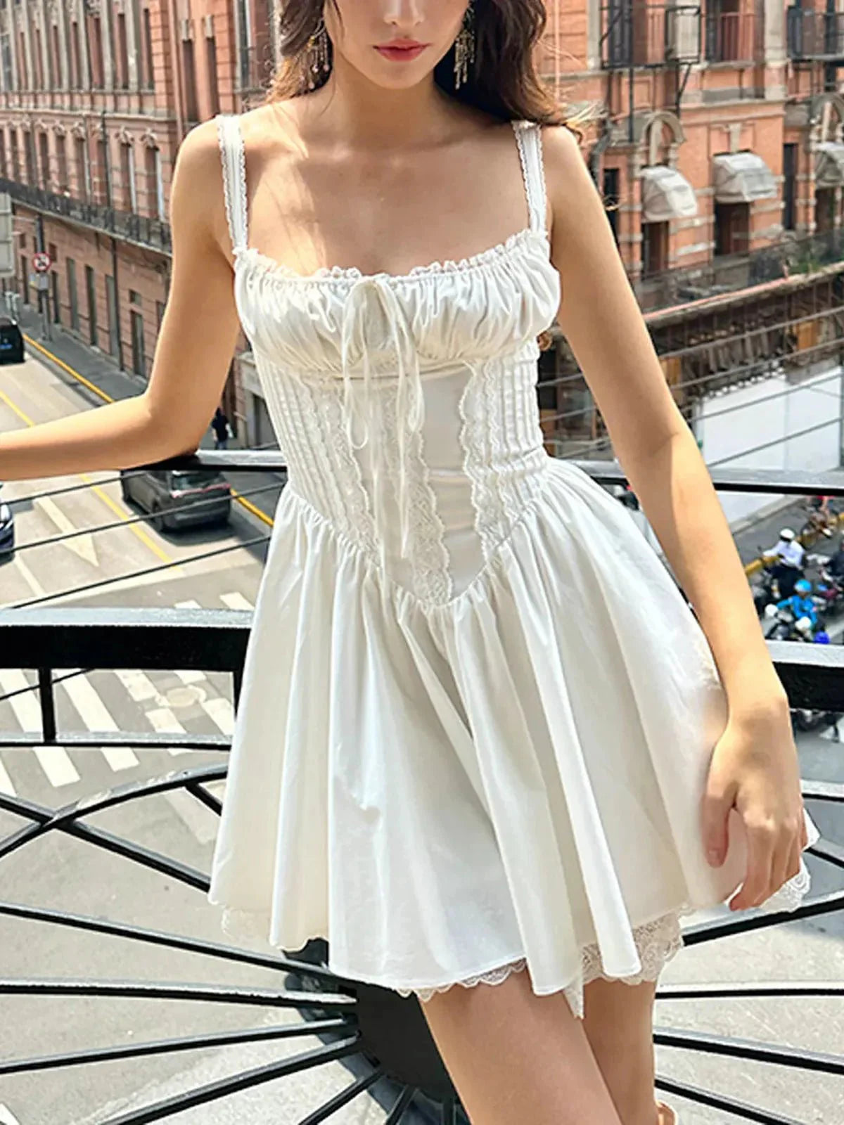 Cowgirl Lace Trim Corset Mini Dress