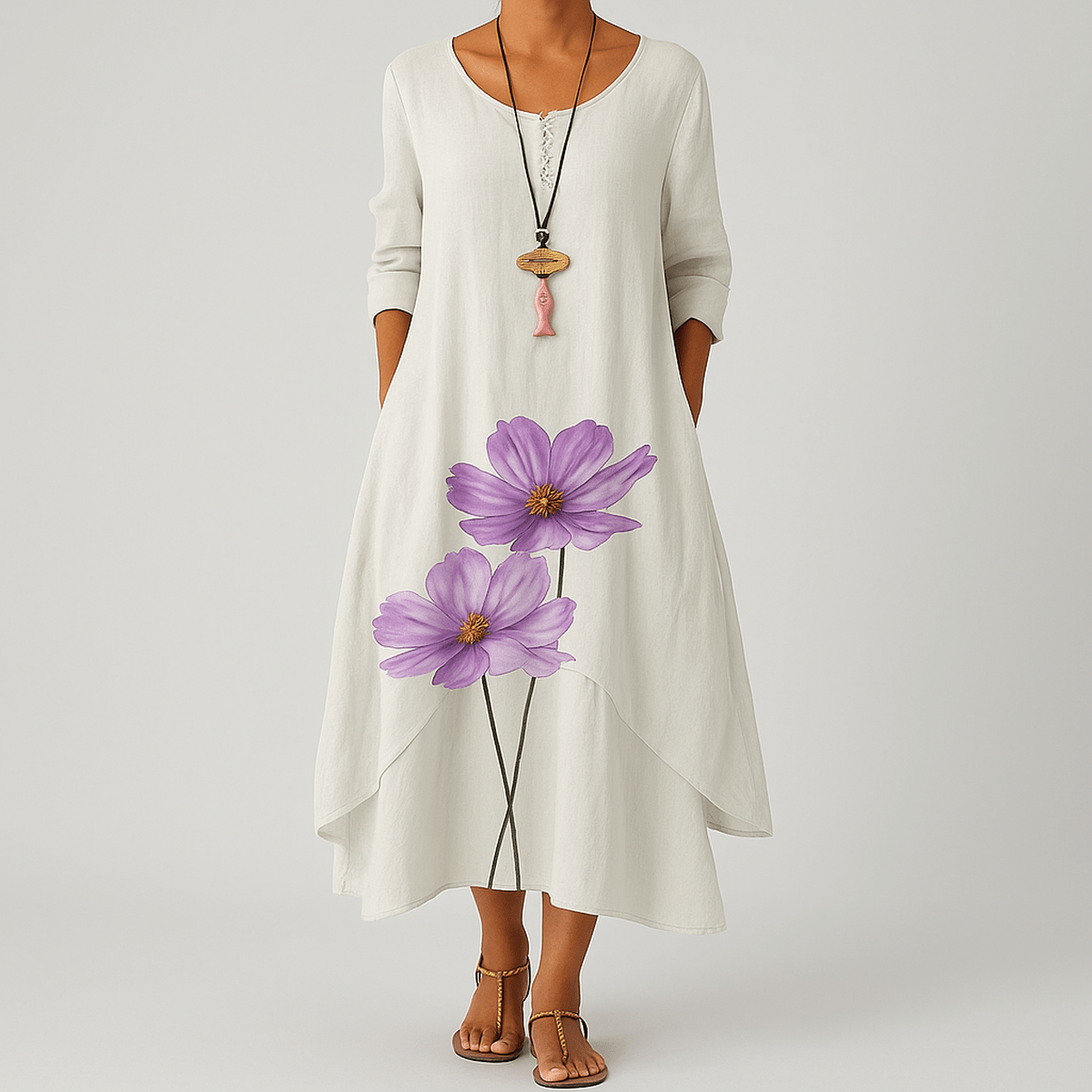 Eco-Friendly A-Line Dress With Defined Waist