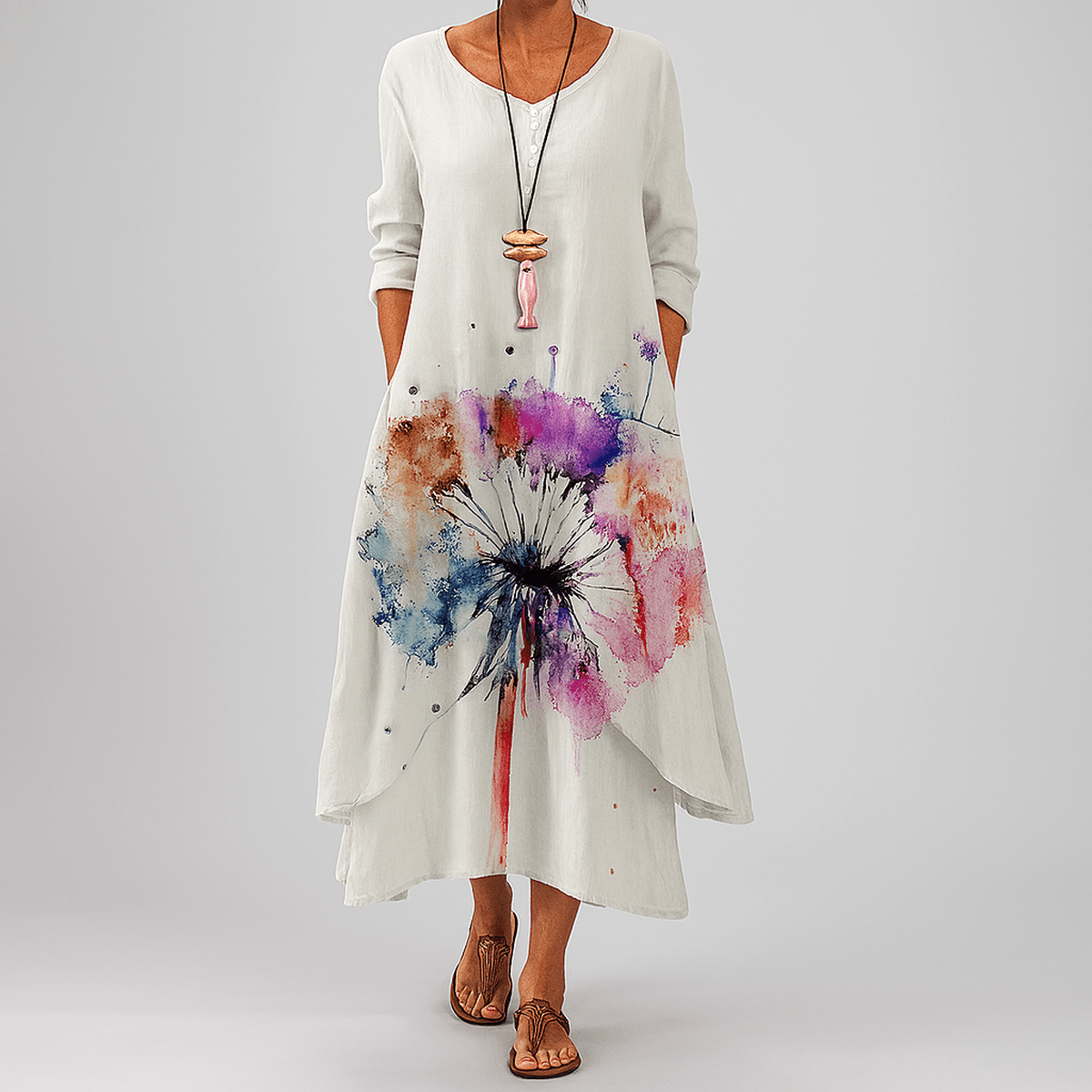 Eco-Friendly A-Line Dress With Defined Waist