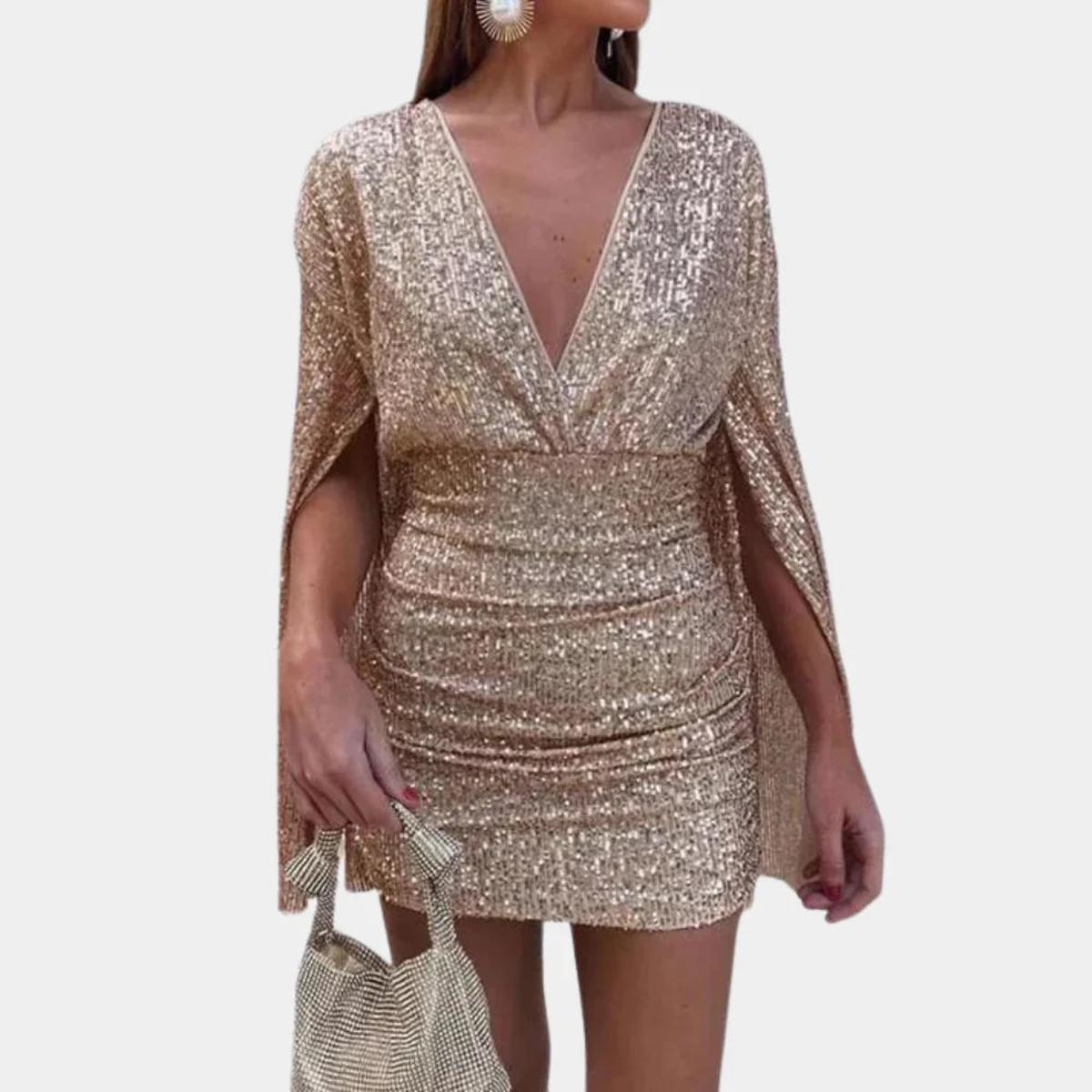 Elegant Knee-Length Dress With Subtle Sparkle And Flattering Fit