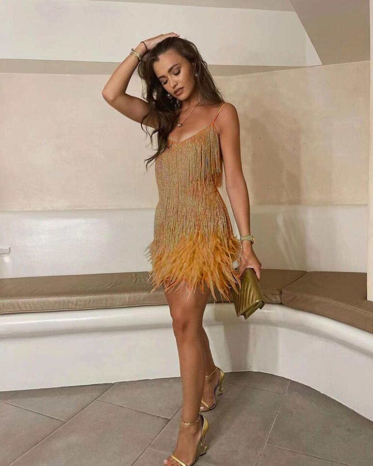 Elegant Sequin Cocktail Dress With Spaghetti Straps