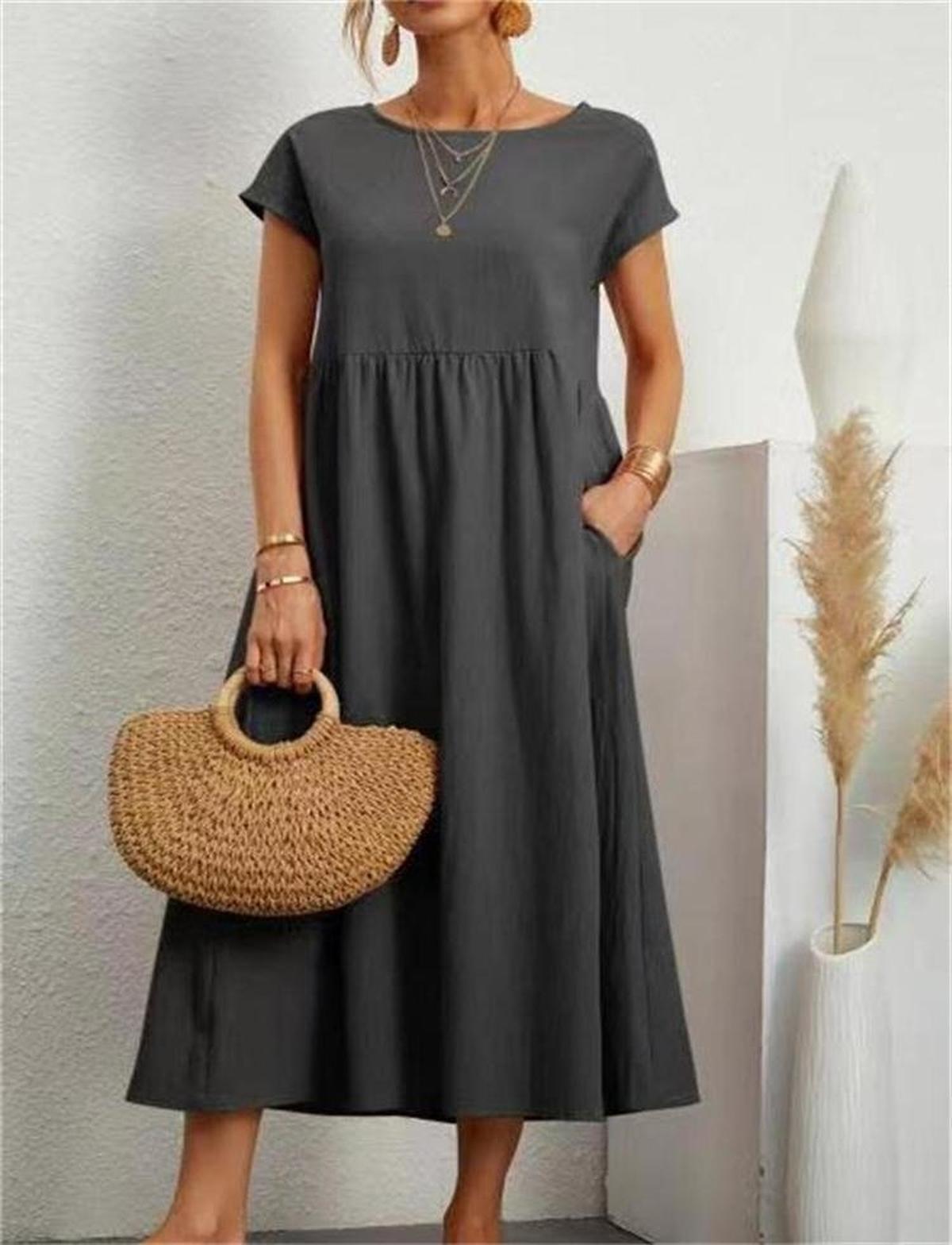Elegant Summer Dress For Women - Breathable Cotton Polyester, Versatile Chic Style