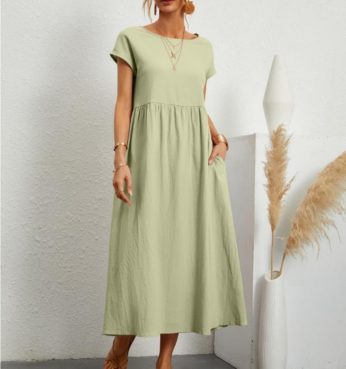Elegant Summer Dress For Women - Breathable Cotton Polyester, Versatile Chic Style