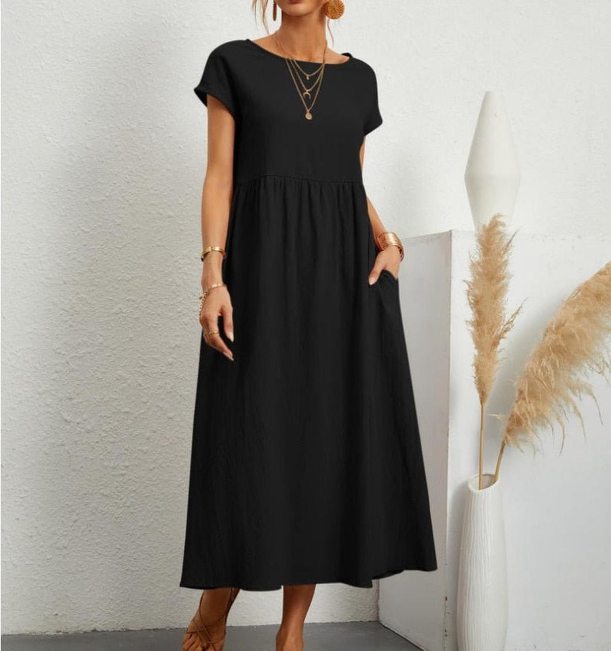 Elegant Summer Dress For Women - Breathable Cotton Polyester, Versatile Chic Style