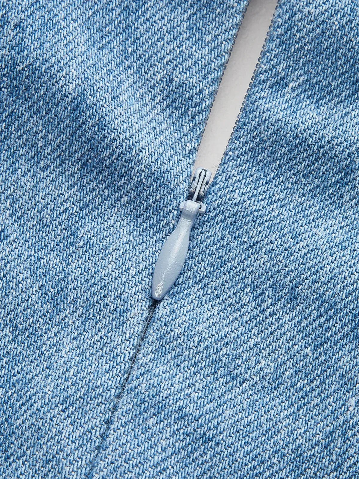 Halter Neck Buckle Faux Denim Mini Dress