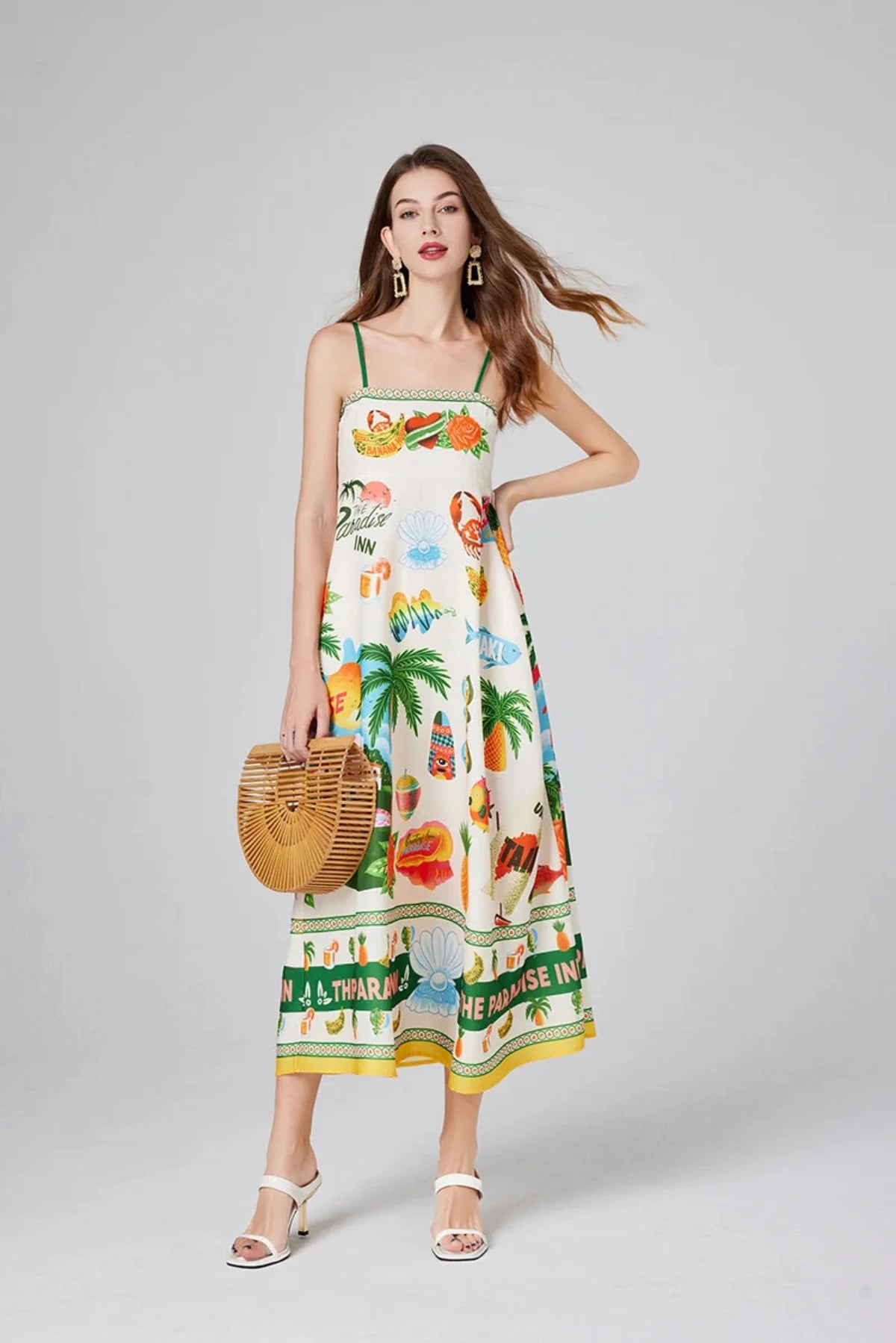 Paradise Print Vacation Cami Maxi Dress