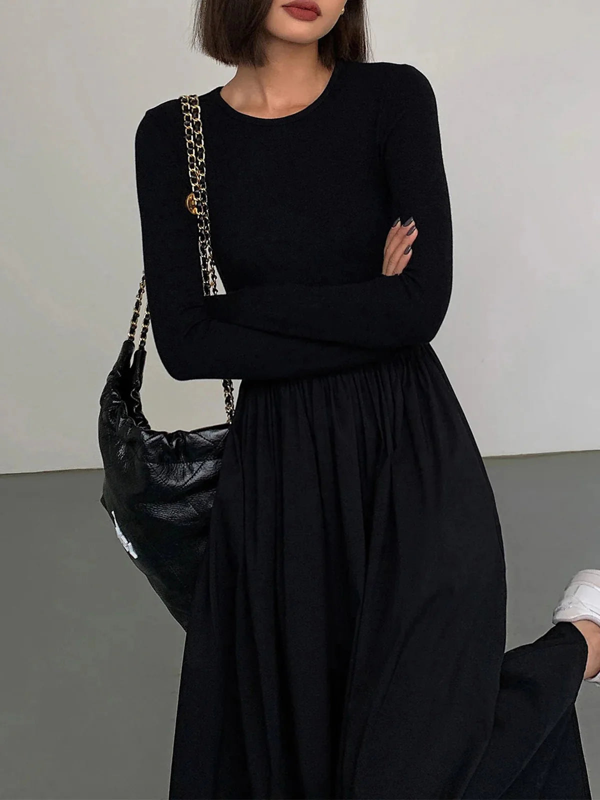 Pockets Long Sleeve Maxi Dress