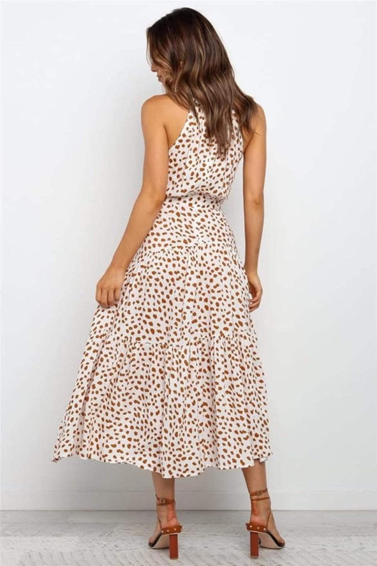 Polka Dot Halter Midi Sundress