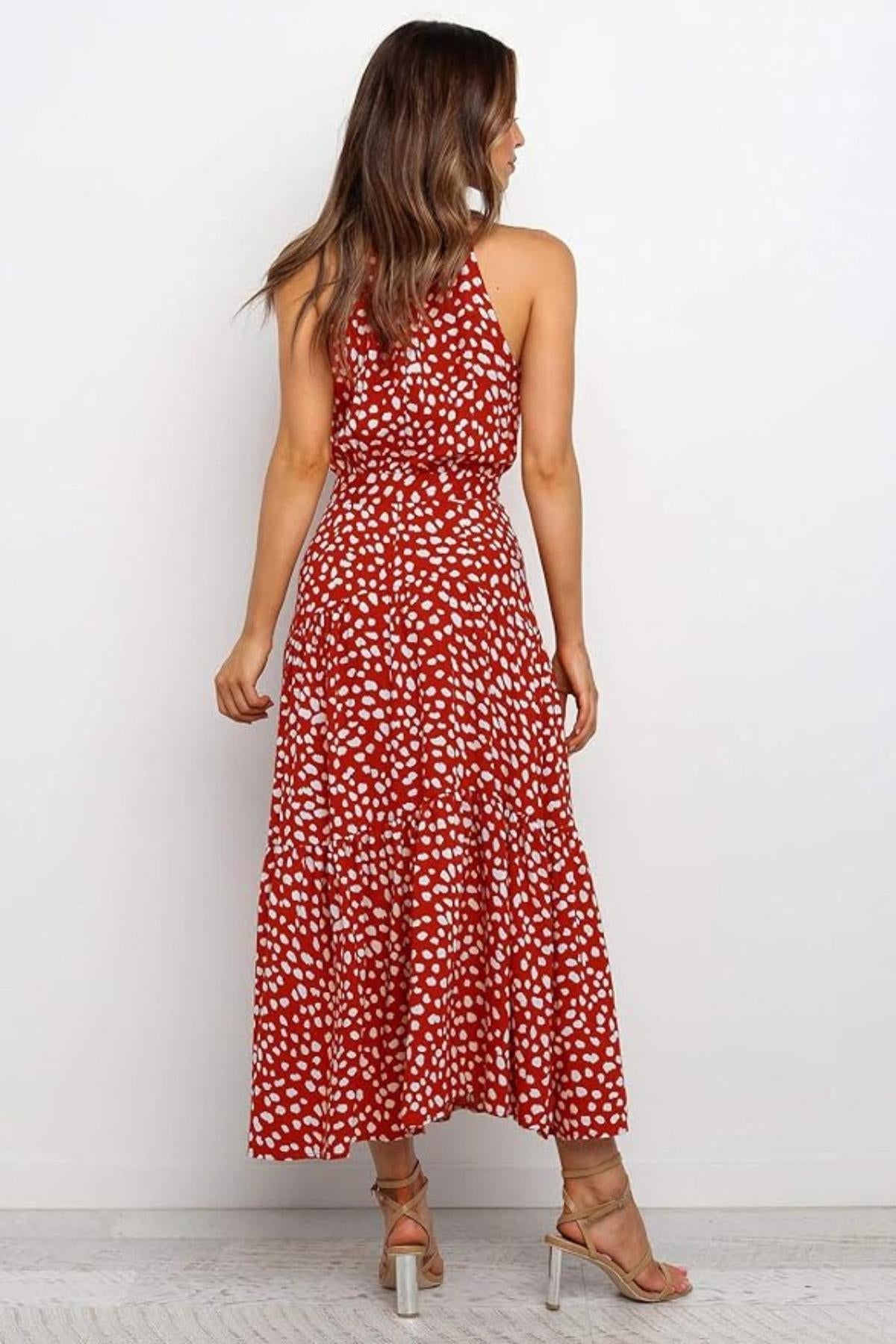 Polka Dot Halter Midi Sundress