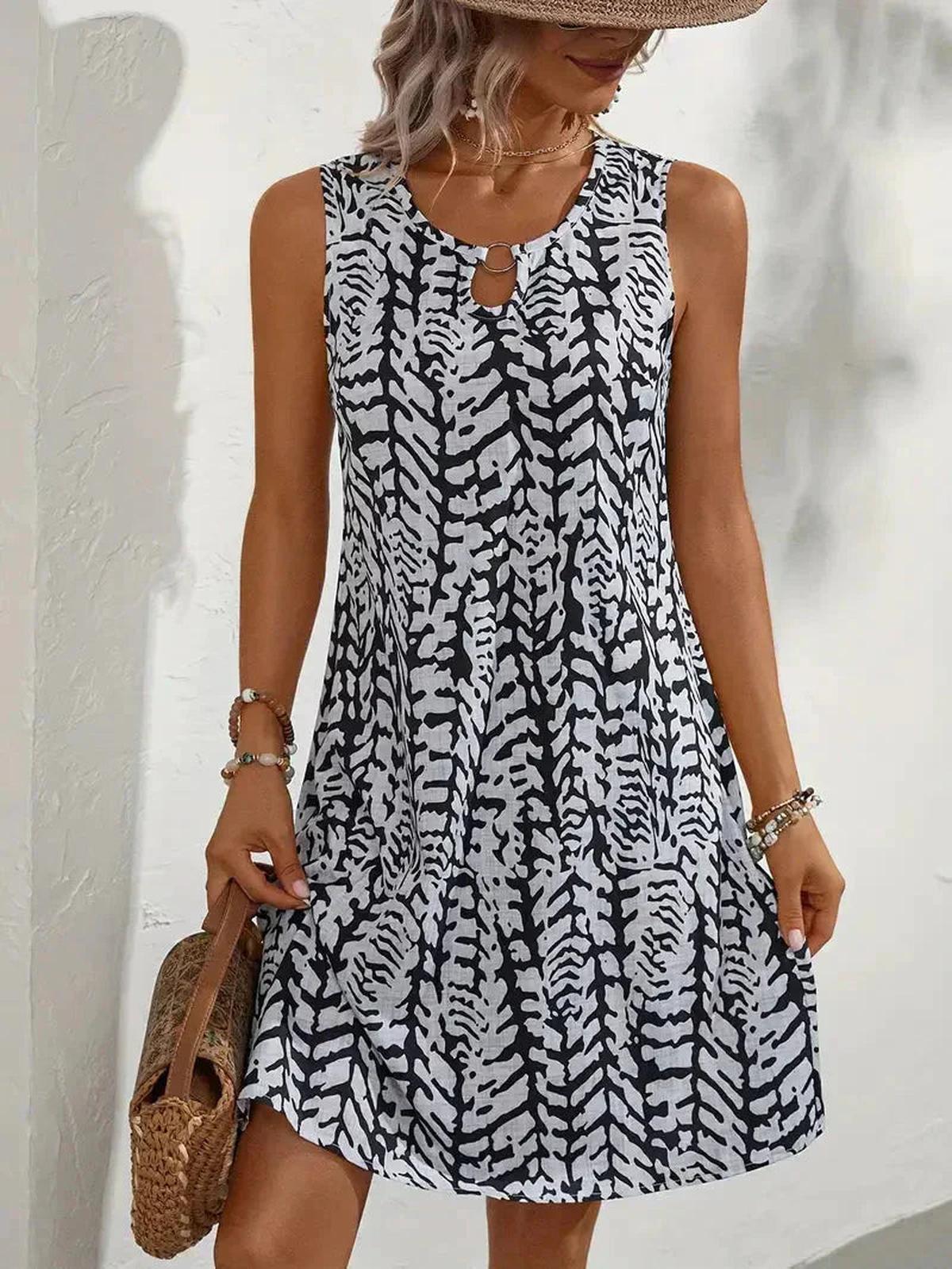 Printed Sleeveless Summer Mini Dress