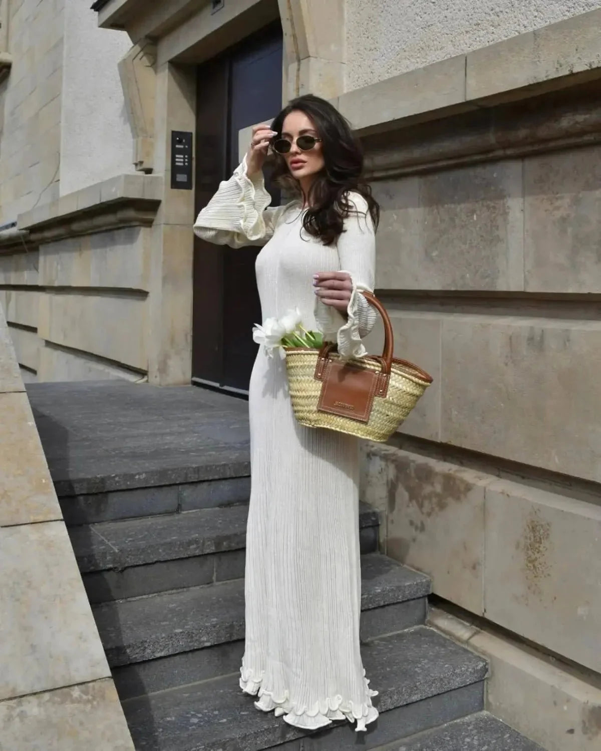 Semi-Sheer Knit Maxi Dress