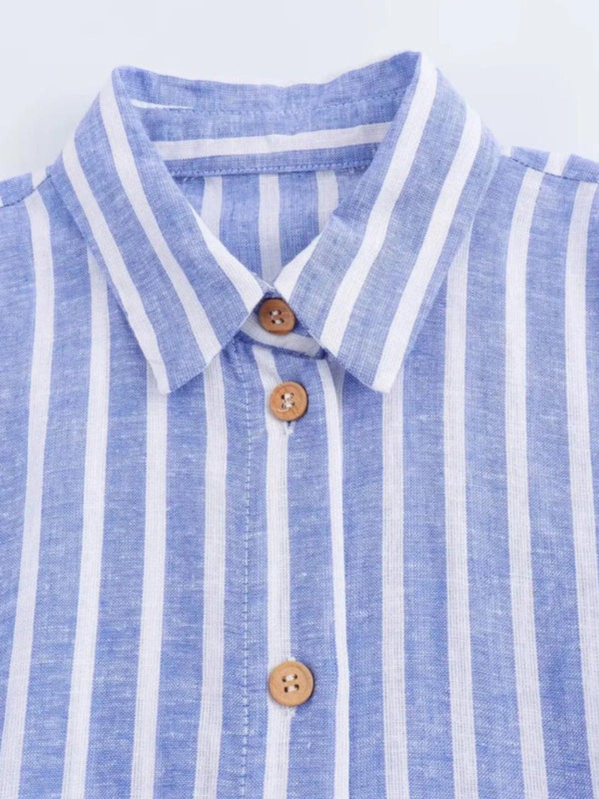 Striped Linen-Blend Maxi Dress with Belt