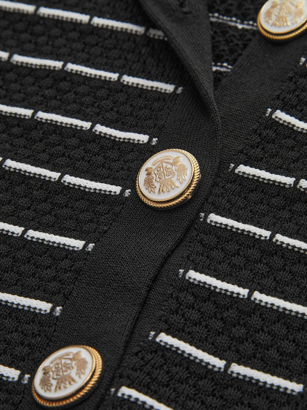 Striped Metal Button Long Knit Sweater Dress