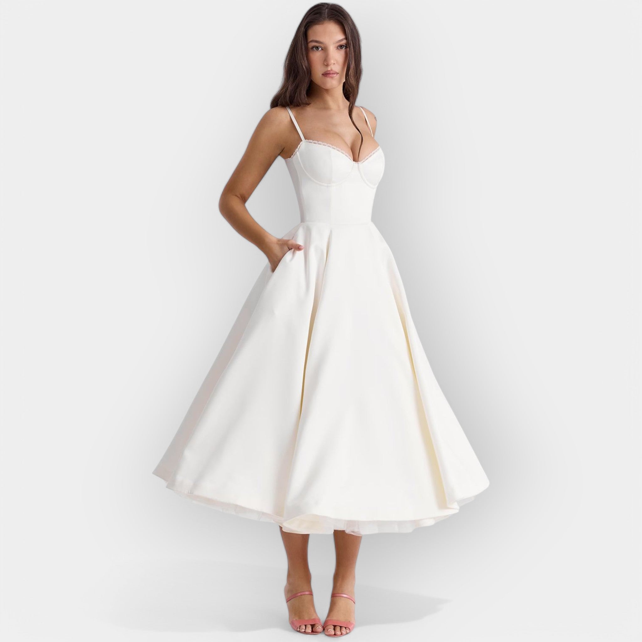 Rochie midi albă