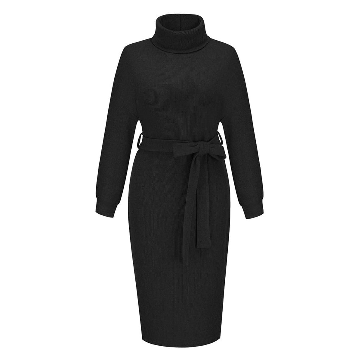 Women's Knit Pullover Midi Sweater Dress