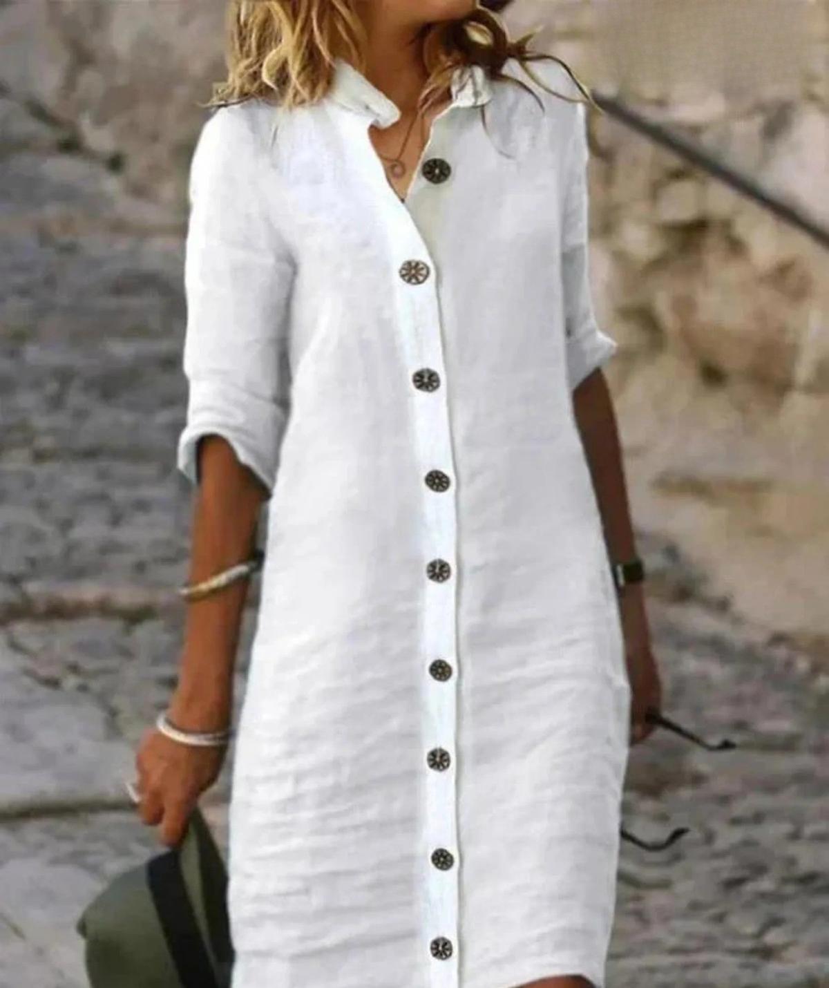 Women's Summer Button-Down Midi Dress